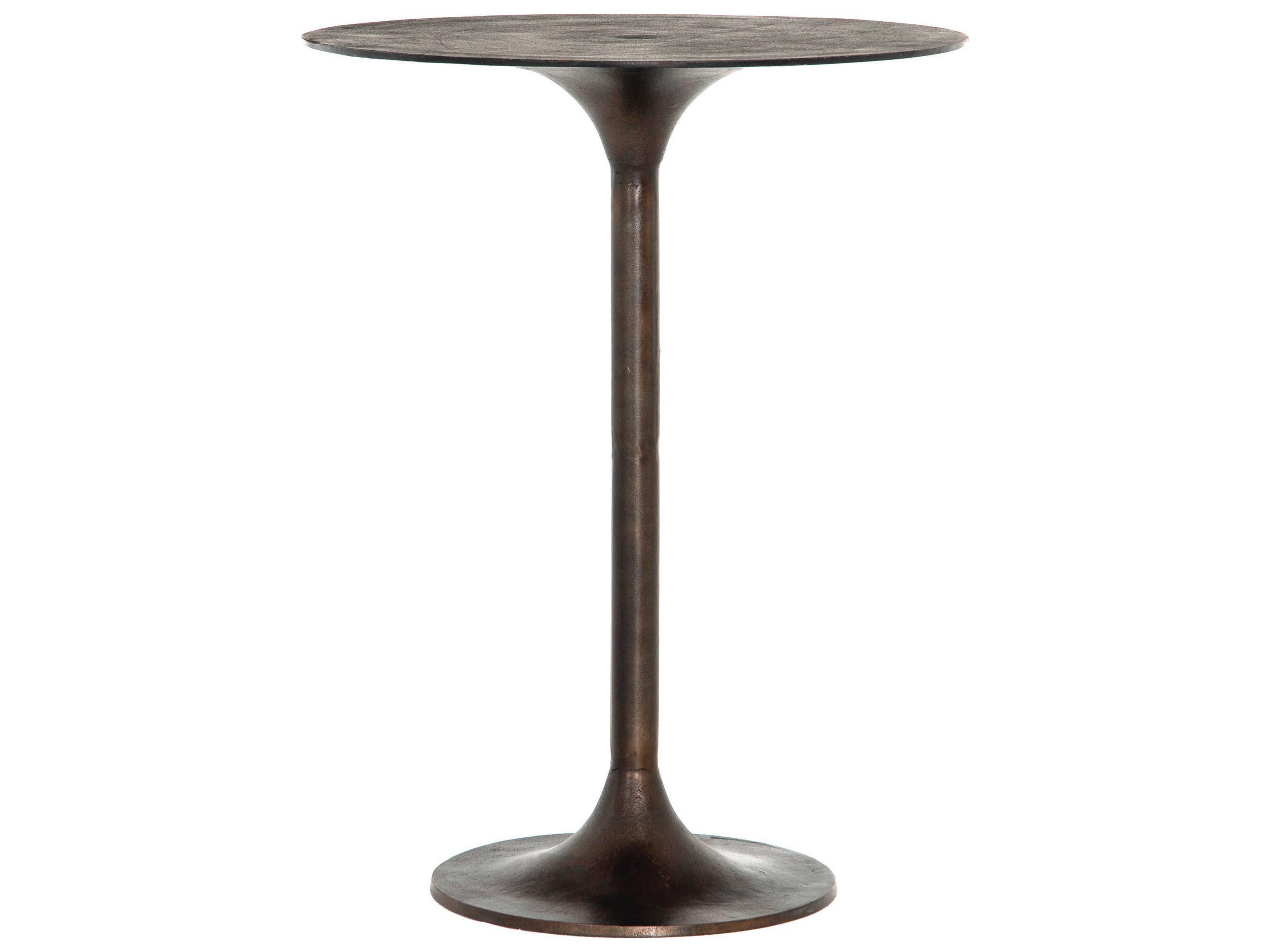 Luxecor Globetrotter Antique Rust Round Metal Bar Table