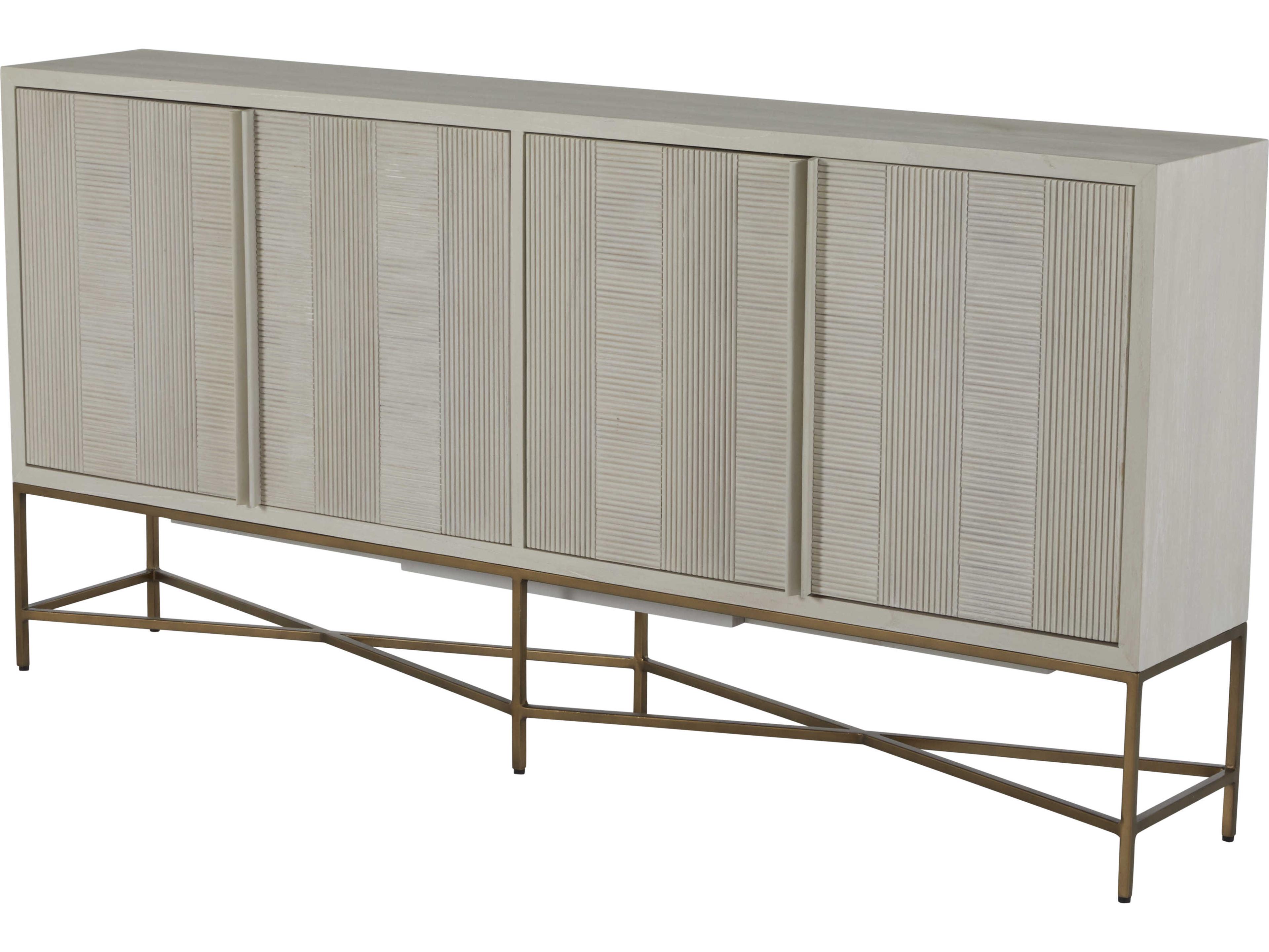 Gabby Carol 72" Mindi Wood Cerused White Stain Brass Sideboard