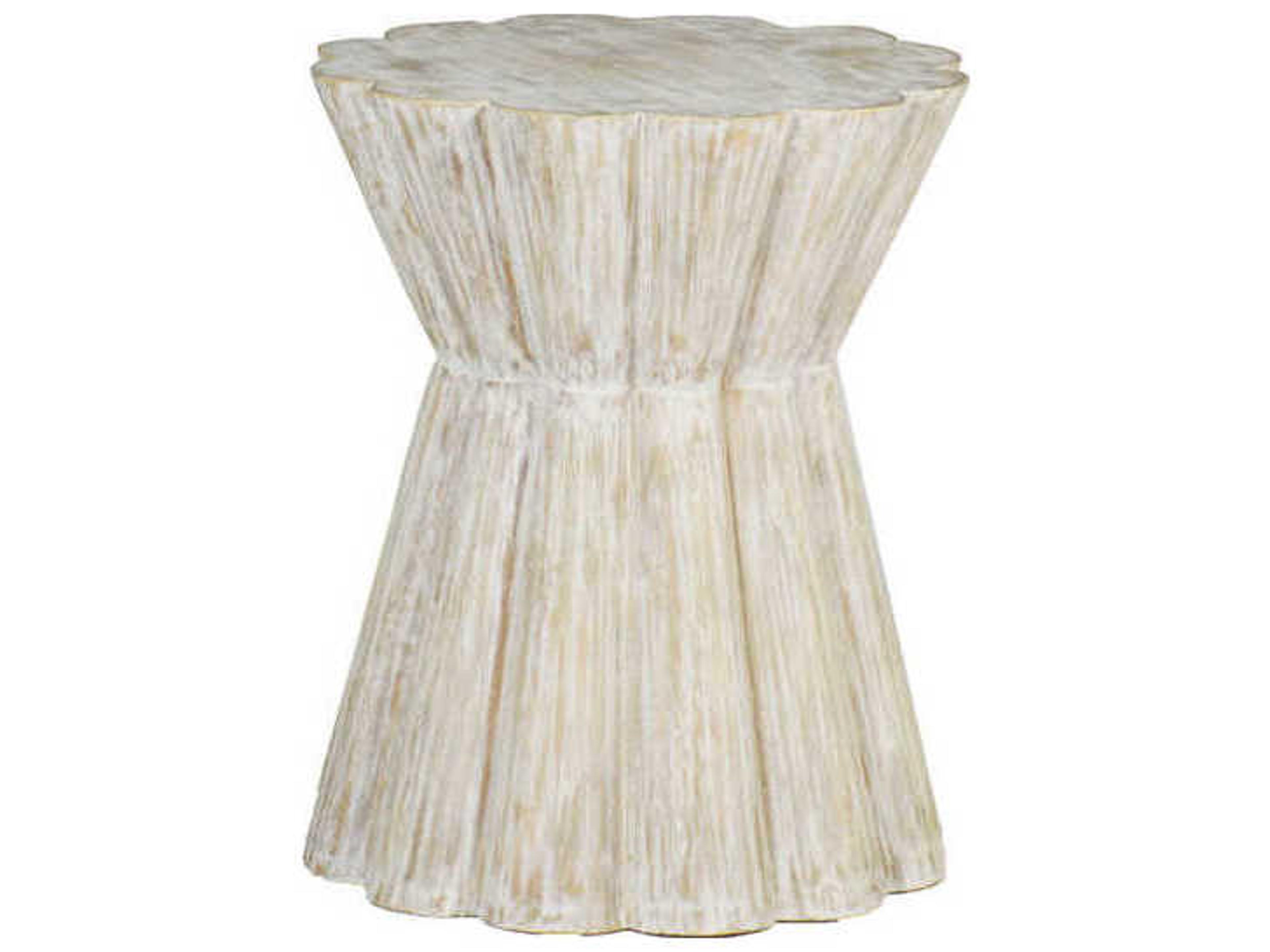 Gabby Annie Round Light Whitewashed Wood End Table