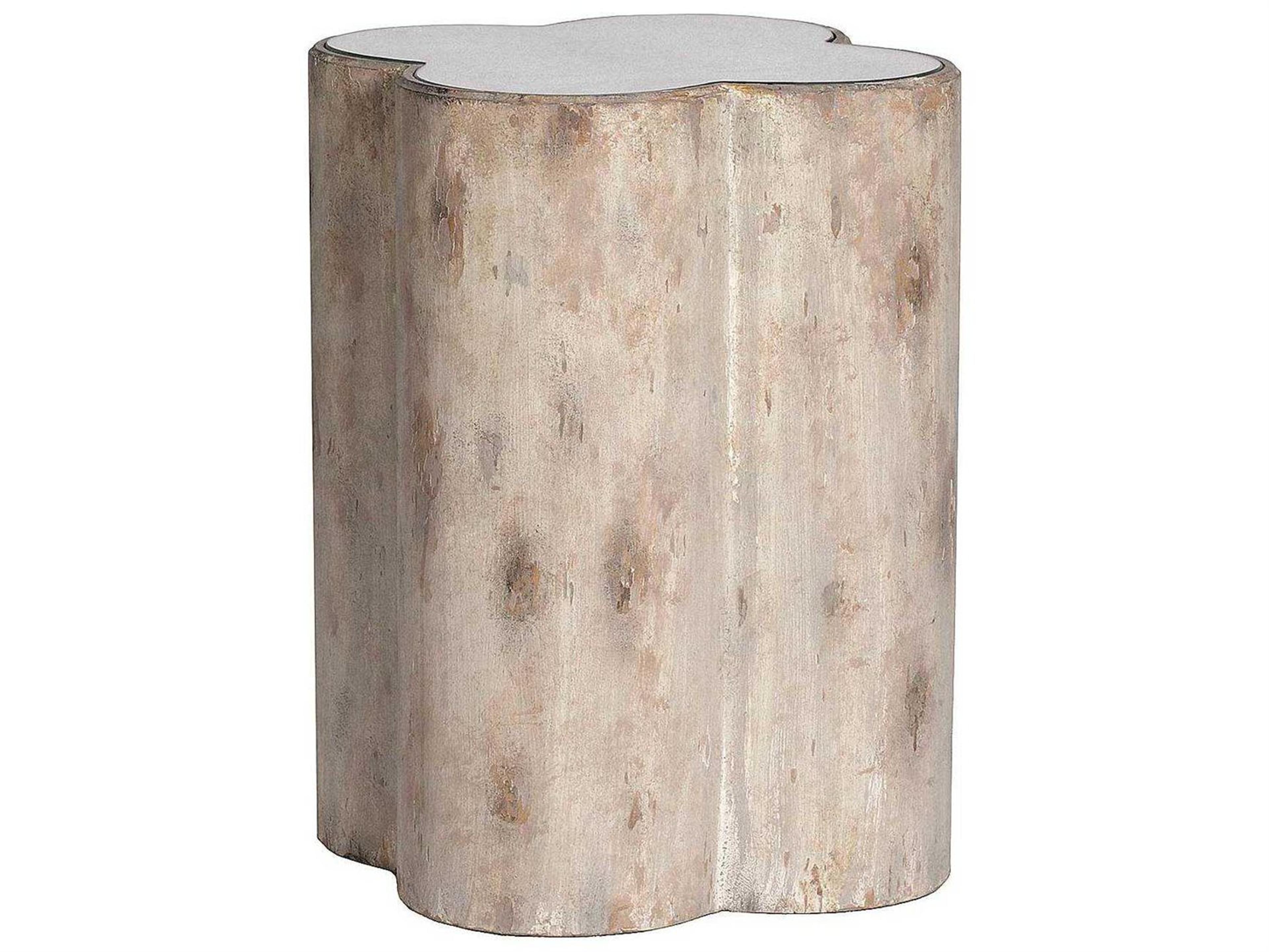 Gabby Cassandra Round Distressed Dove & Mirror End Table