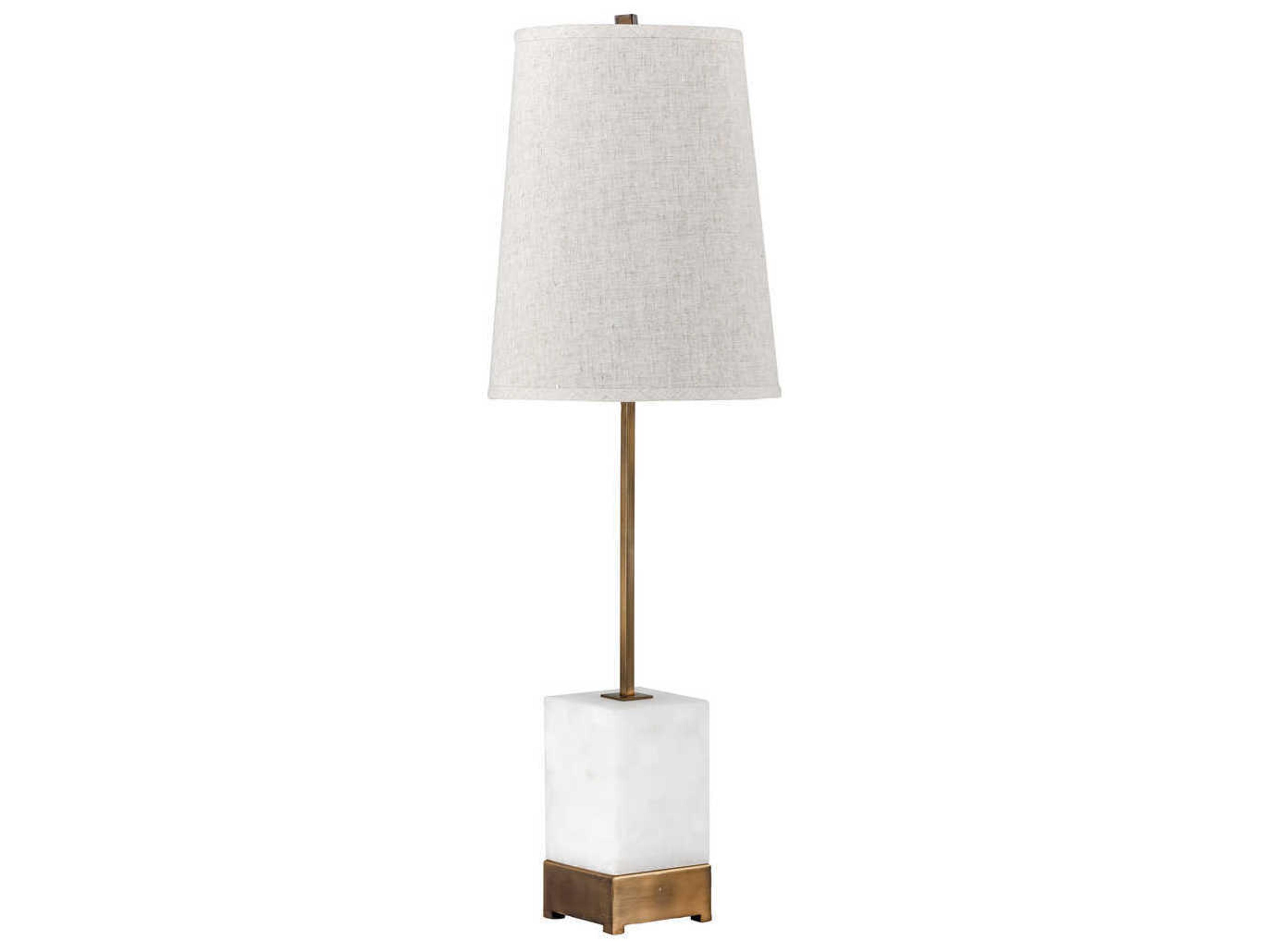 Gabby Geneva Medium Antique Brass with Tiled Alabaster Natural Linen Buffet Lamp