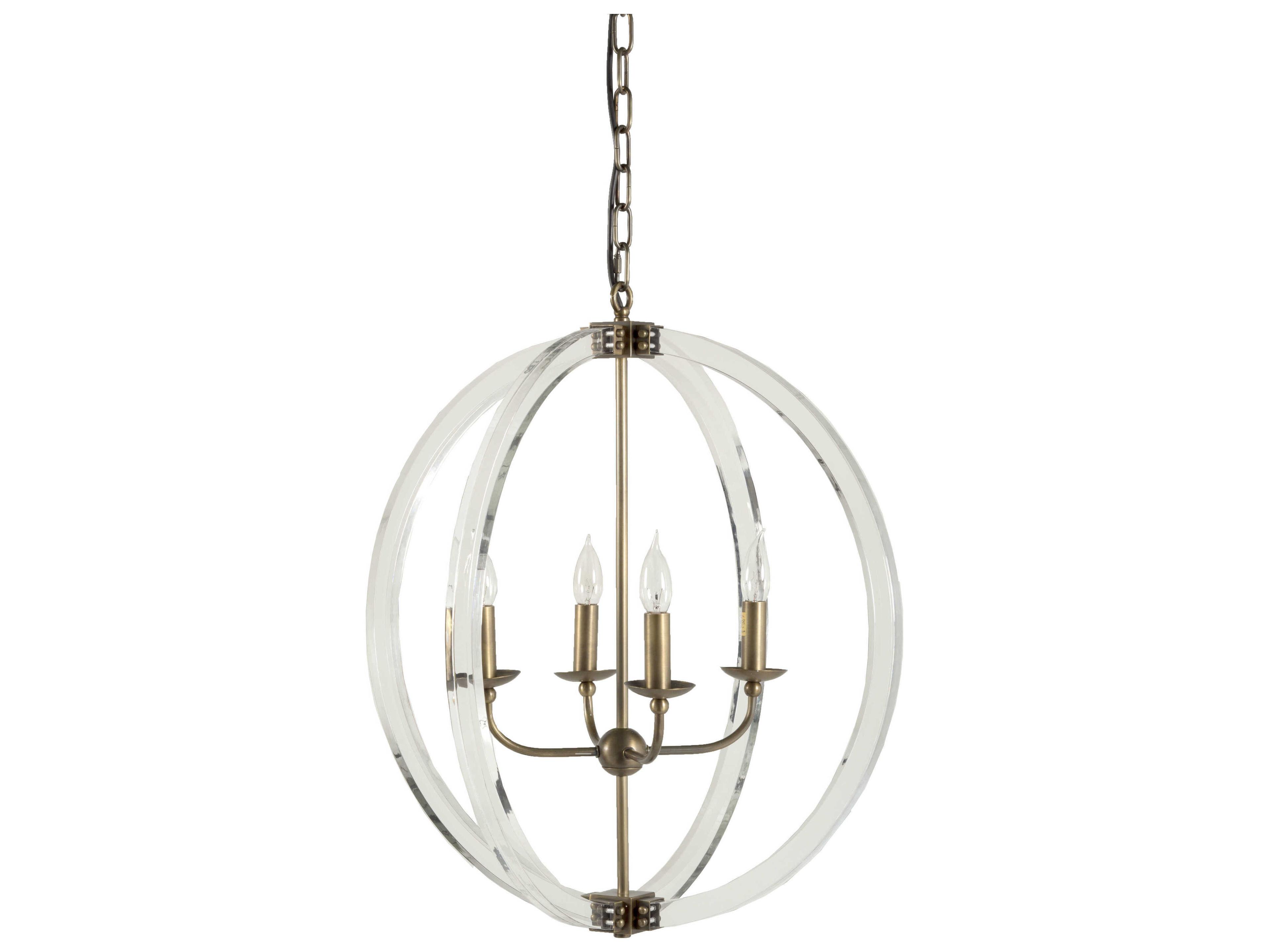 Gabby Grayson 4-Light Antique Brass Clear Candelabra Chandelier