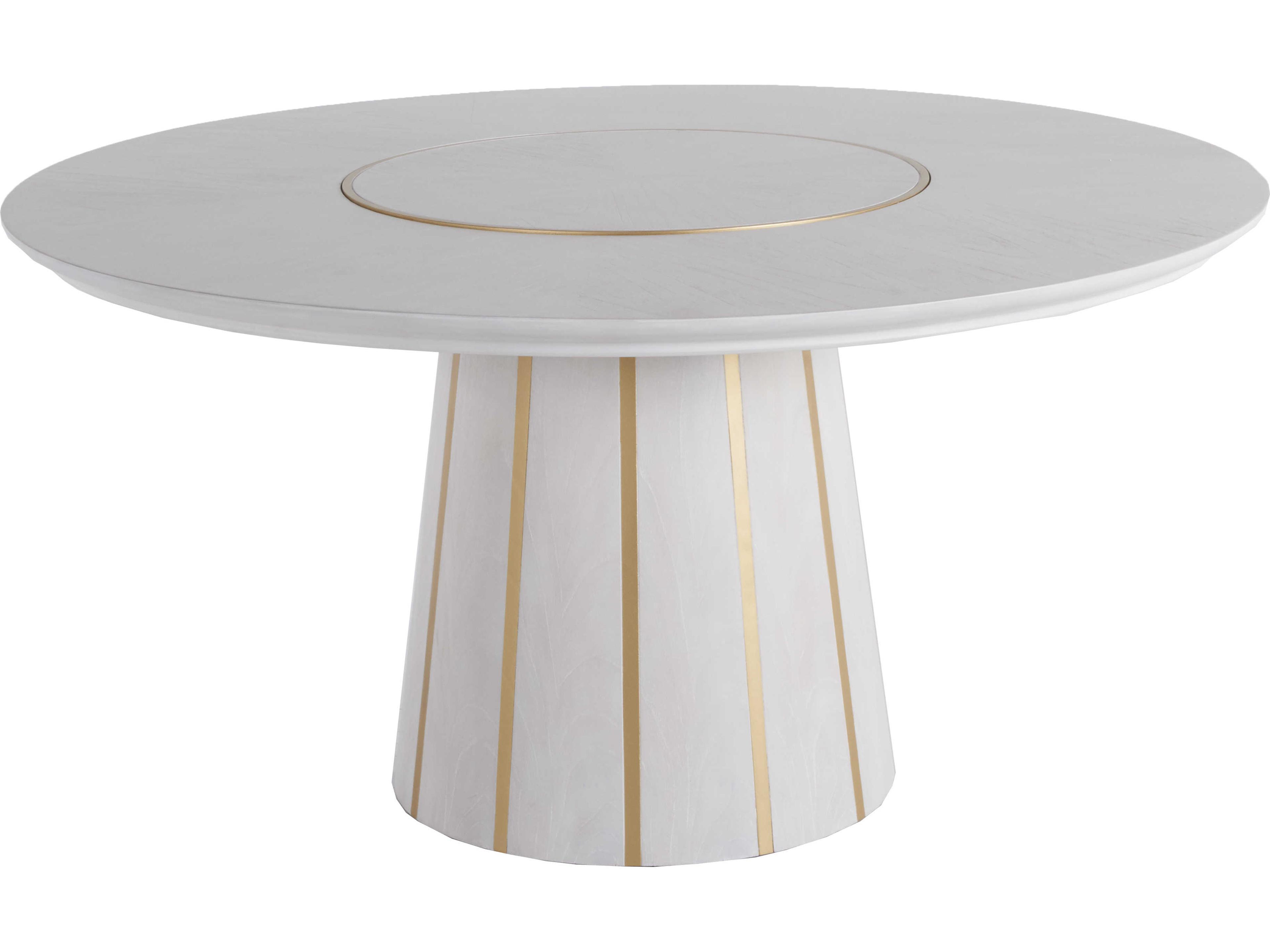 Gabby Morgan Round Wood Cerused White Gold Dining Table
