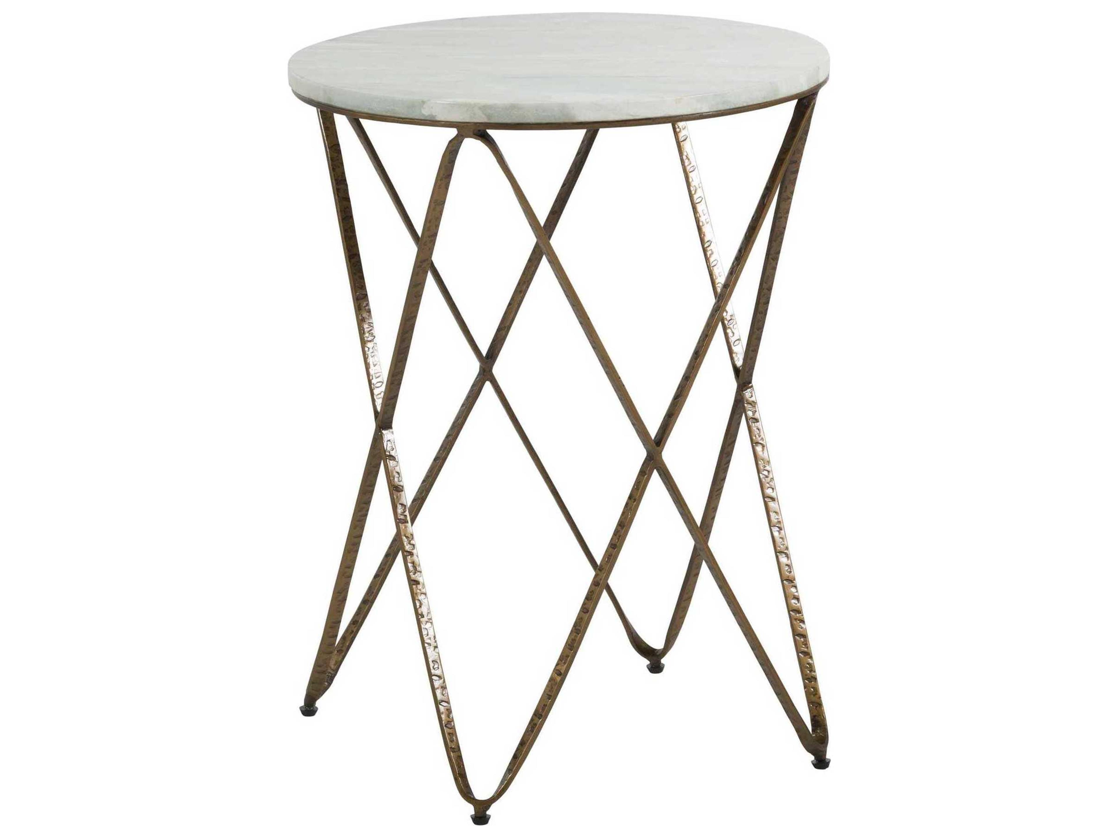 Gabby Phoenix Round Marble Vintage Gold End Table