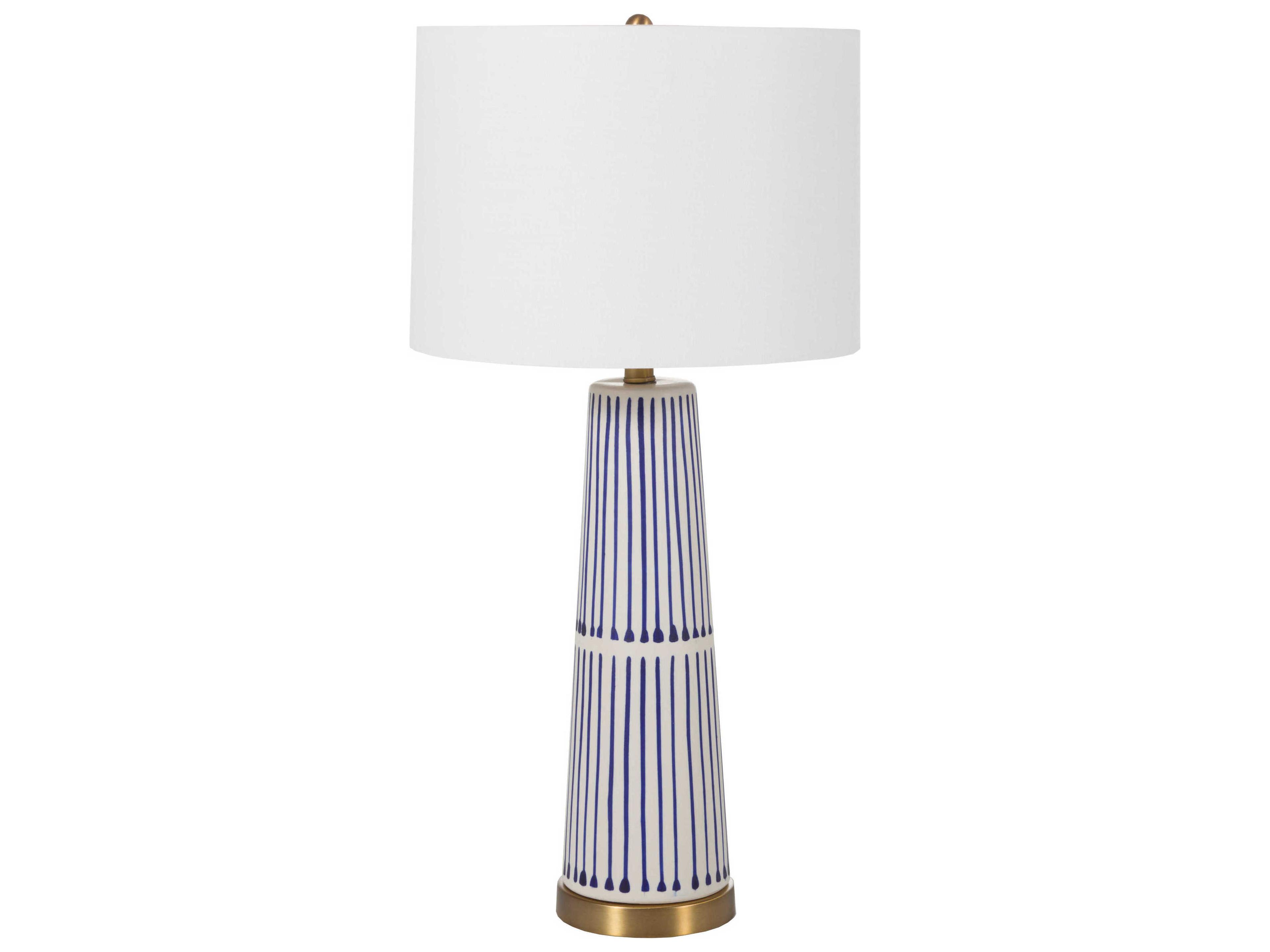 Gabby Sophie Navy and White with Antique Brass And With Linen Blue Buffet Lamp