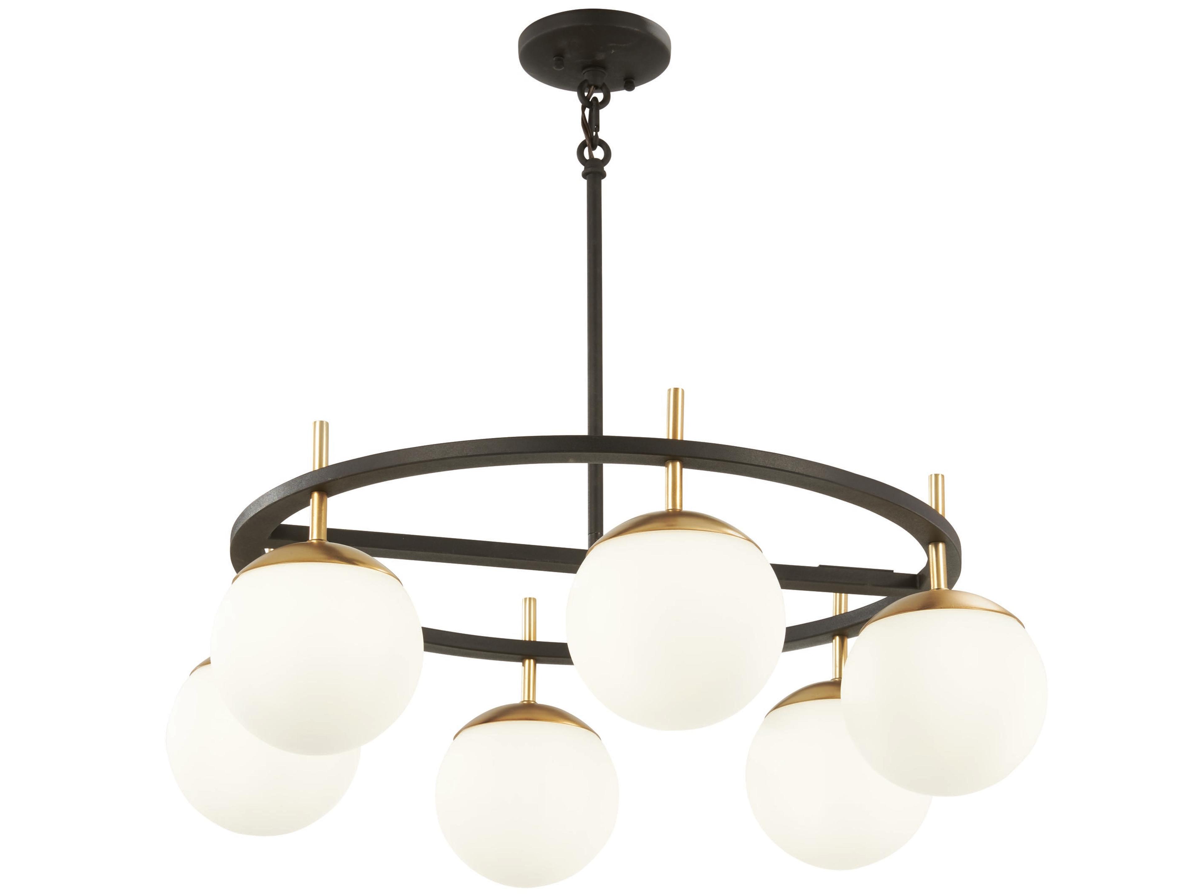 George Kovacs Alluria 7-Light Weathered Black Autumn Gold Glass Globe Chandelier