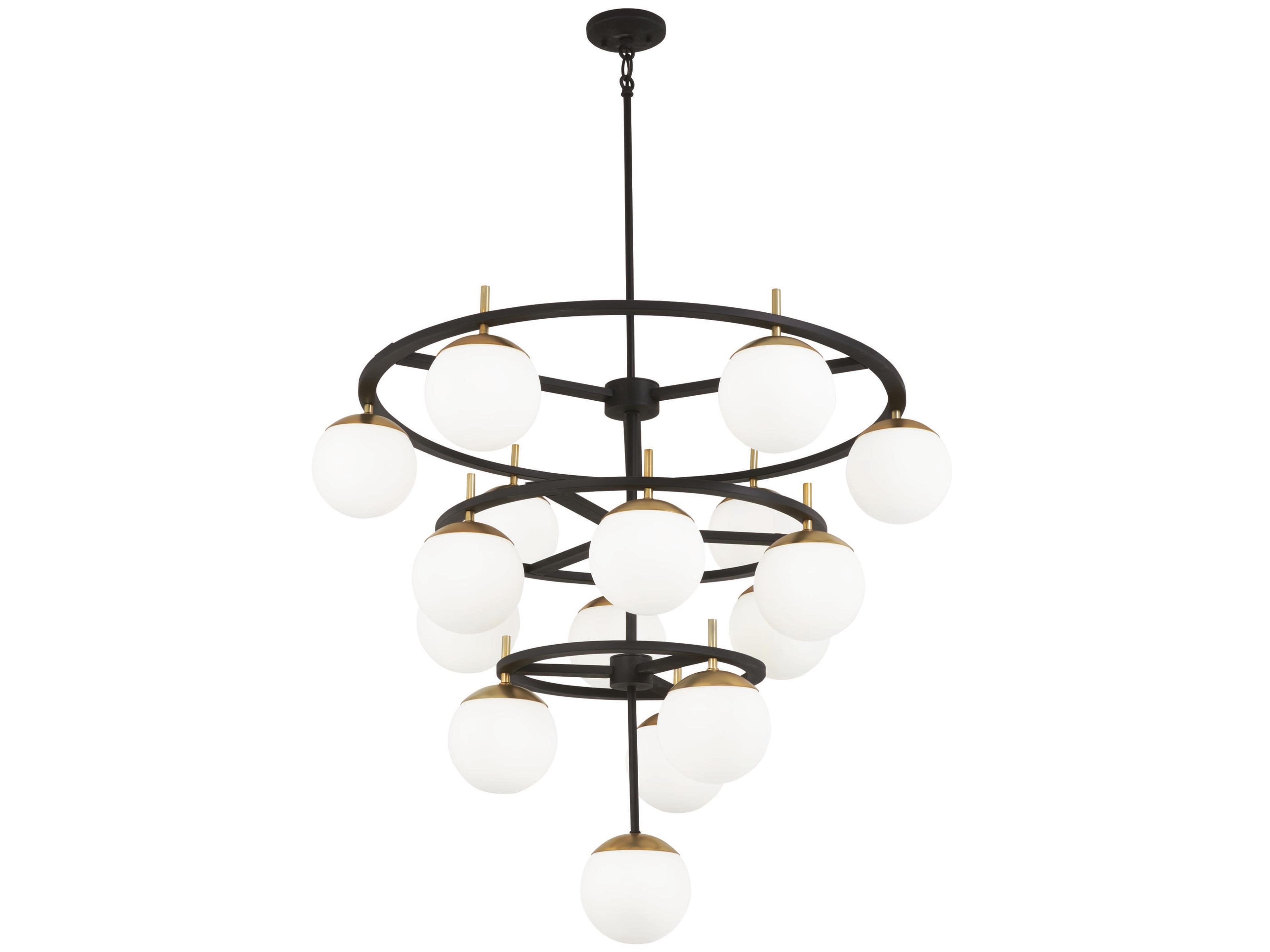 George Kovacs Alluria 16-Light7-Light Weathered Black Autumn Gold Glass Globe Chandelier