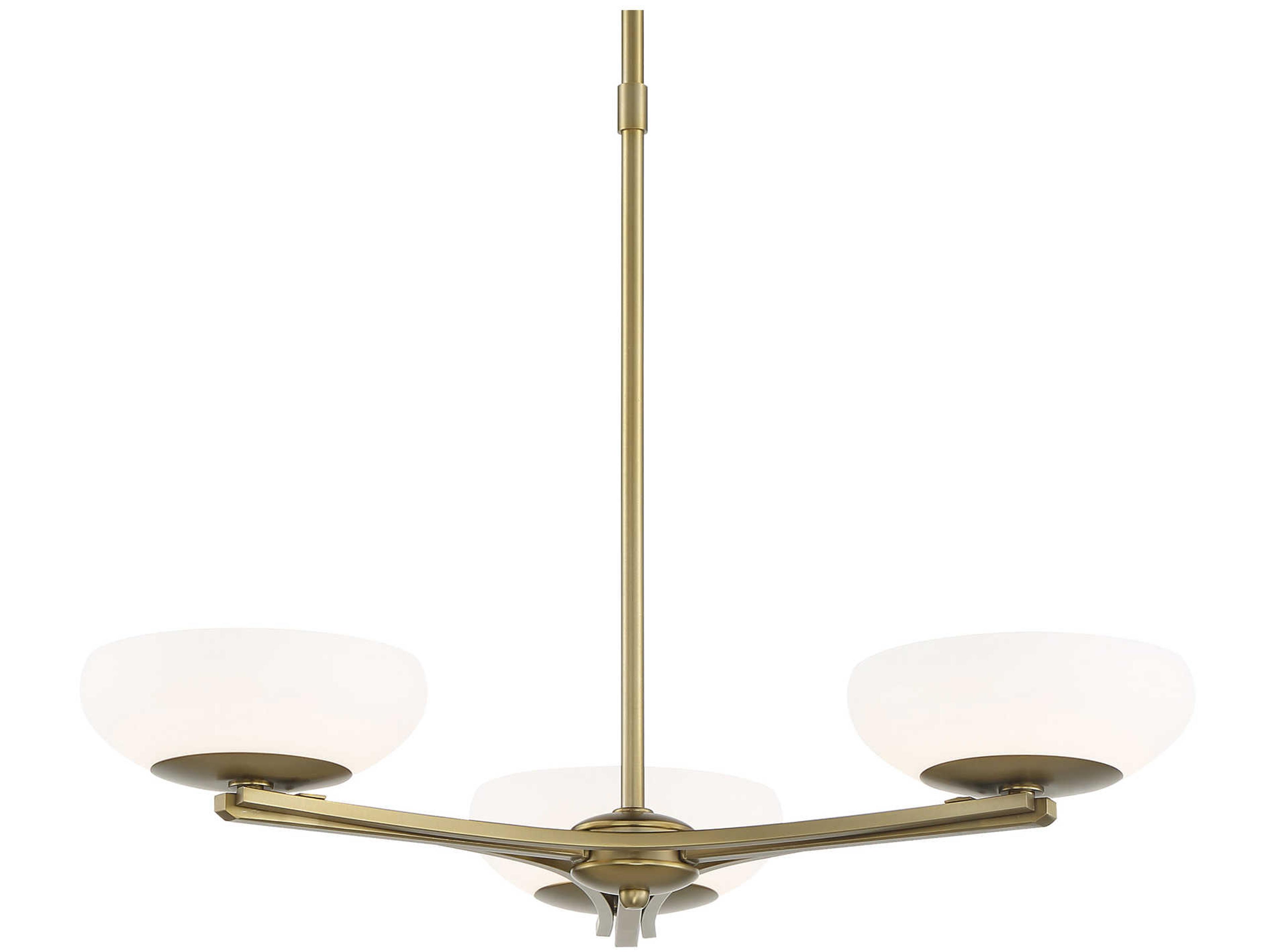 Scale 3-Light Soft Brass Glass Bowl Chandelier