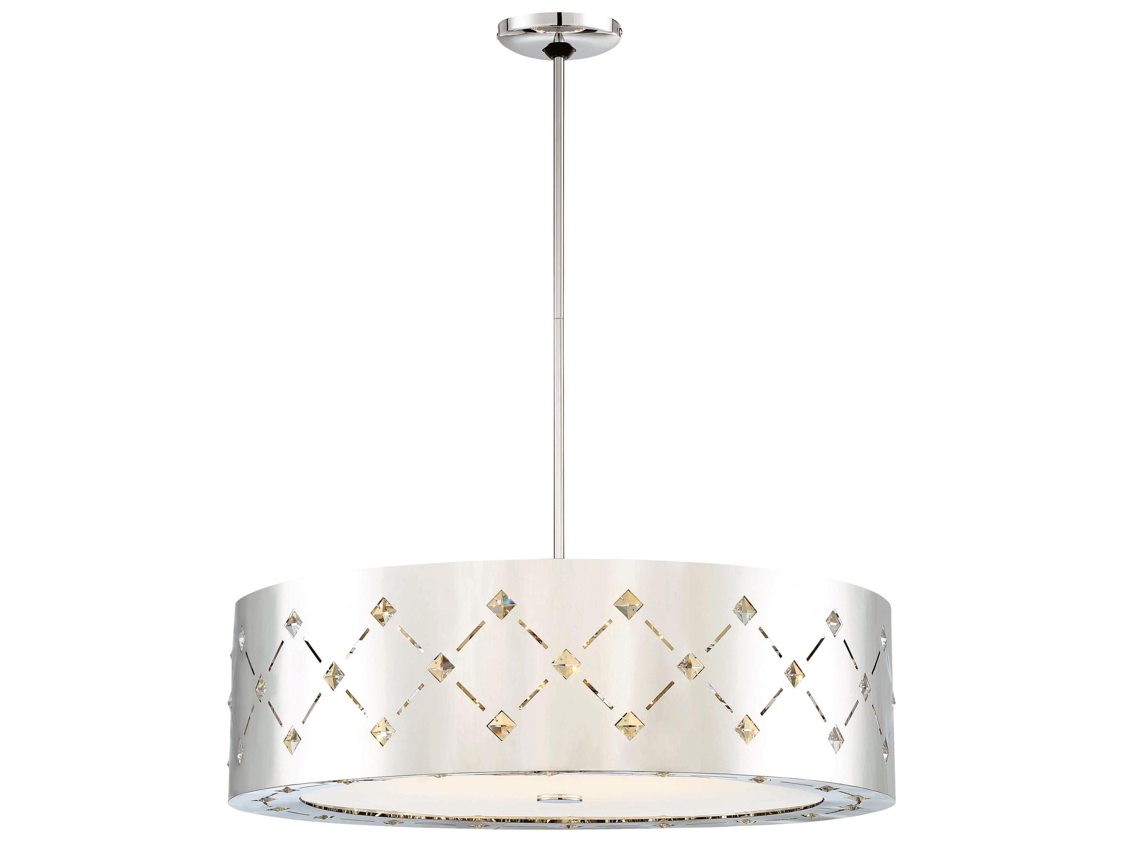 George Kovacs Crowned 1-Light Chrome Crystal Glass Drum Pendant