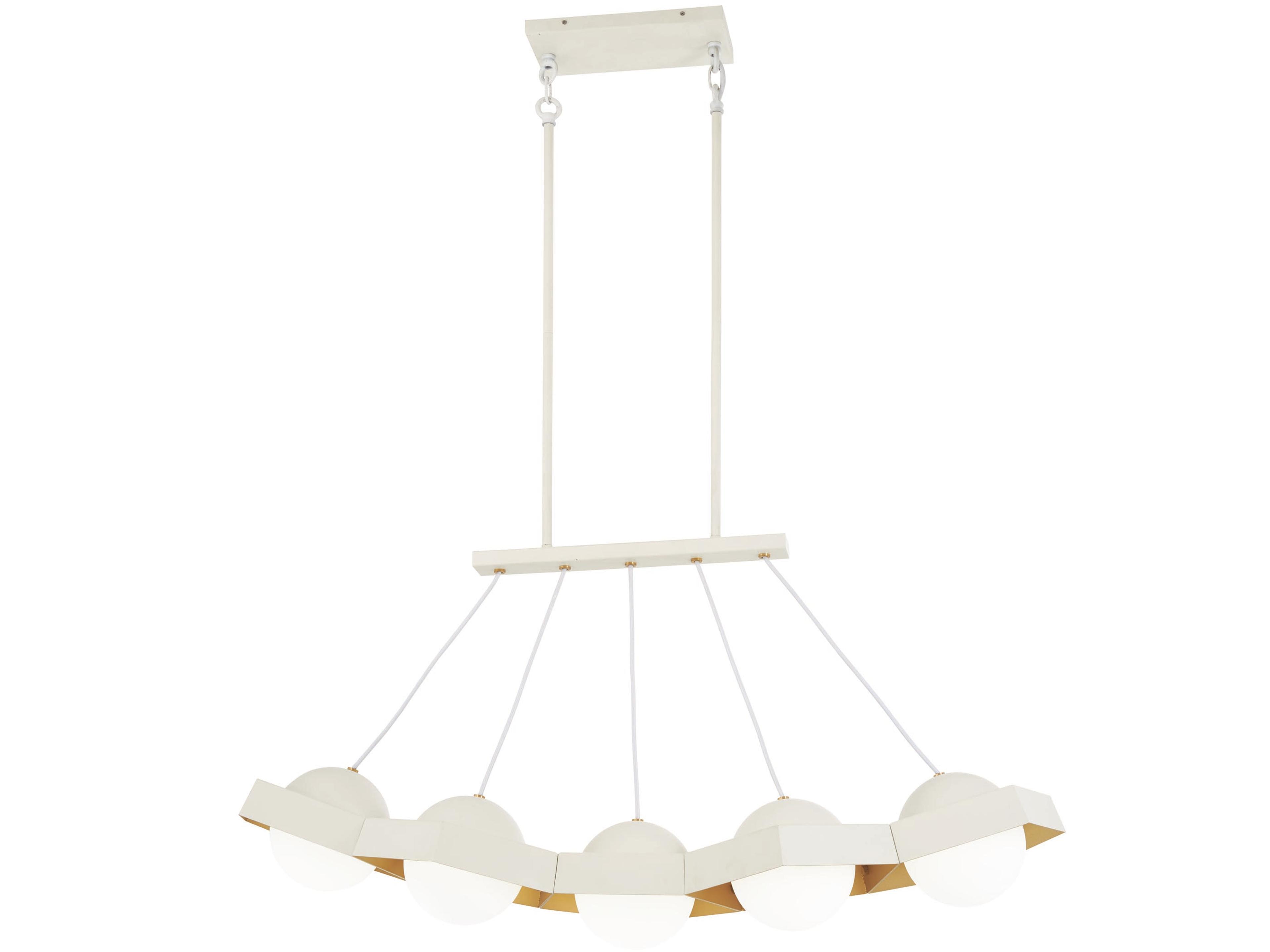 George Kovacs Five-o 5-Light Textured White Gold Leaf Glass LED Geometric Island Pendant