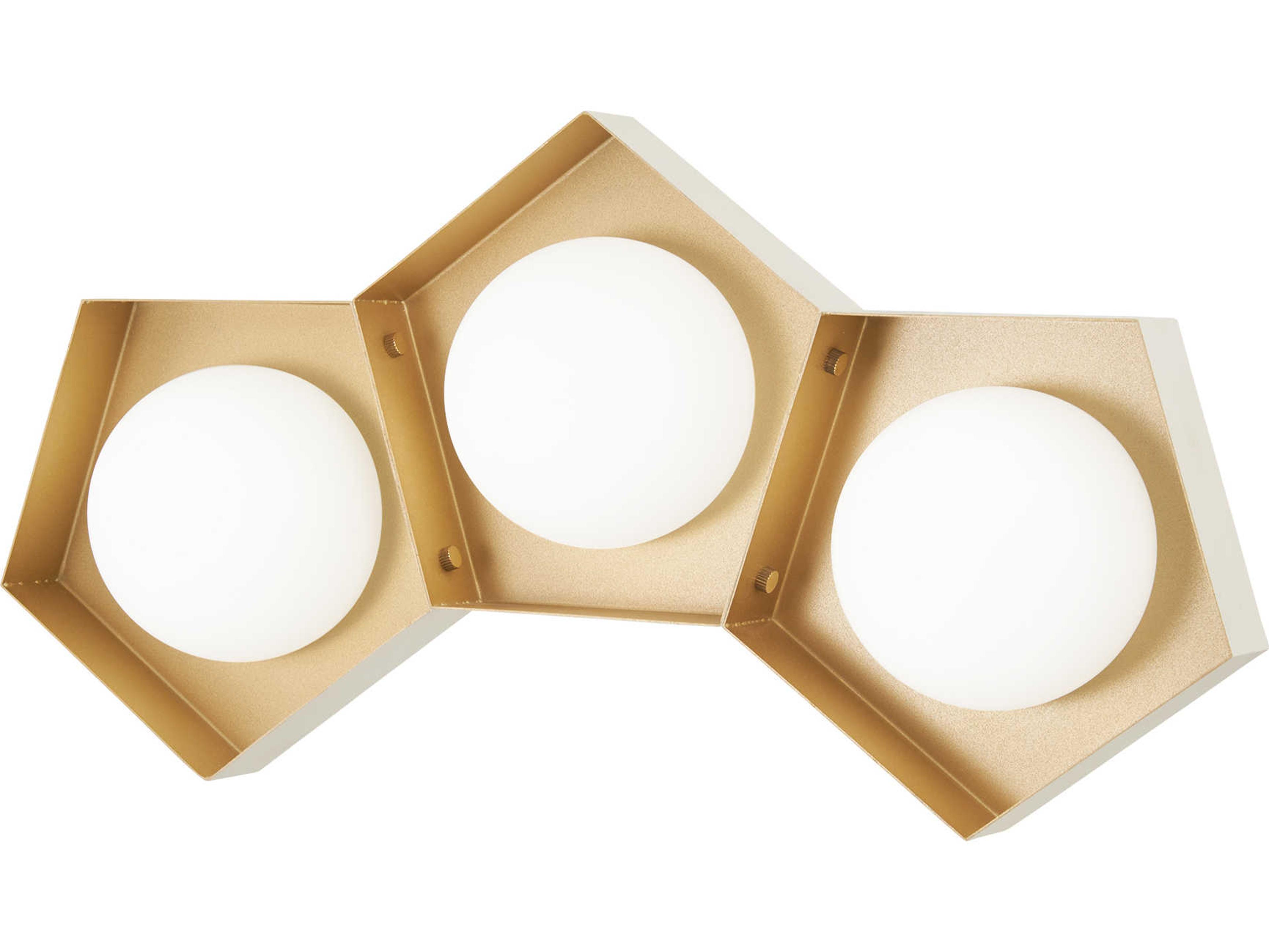 George Kovacs Five-o 3-Light Textured White Gold Leaf Glass LED Vanity Light