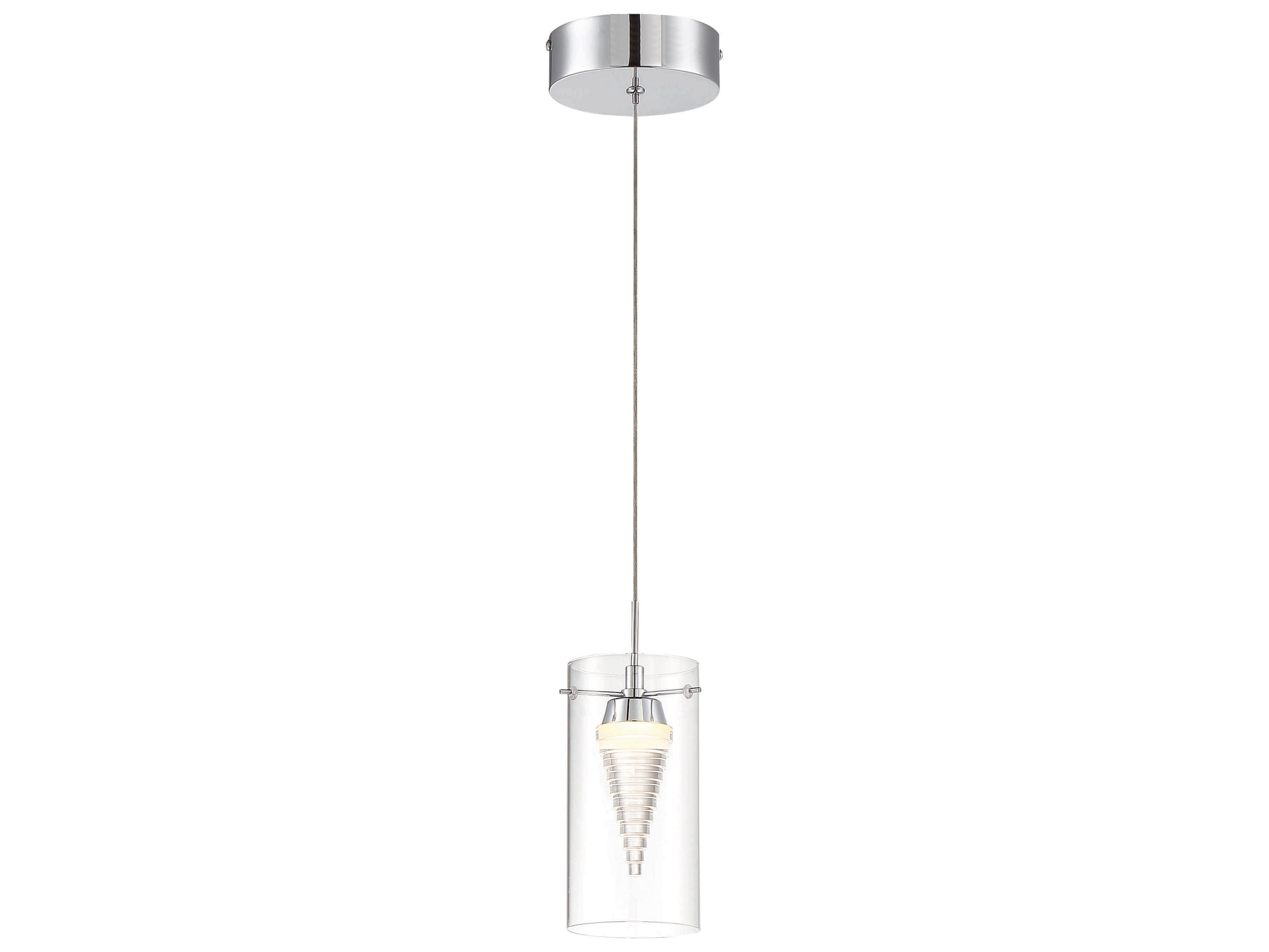 George Kovacs Funnel Cloud 1-Light Chrome Glass LED Cylinder Mini Pendant