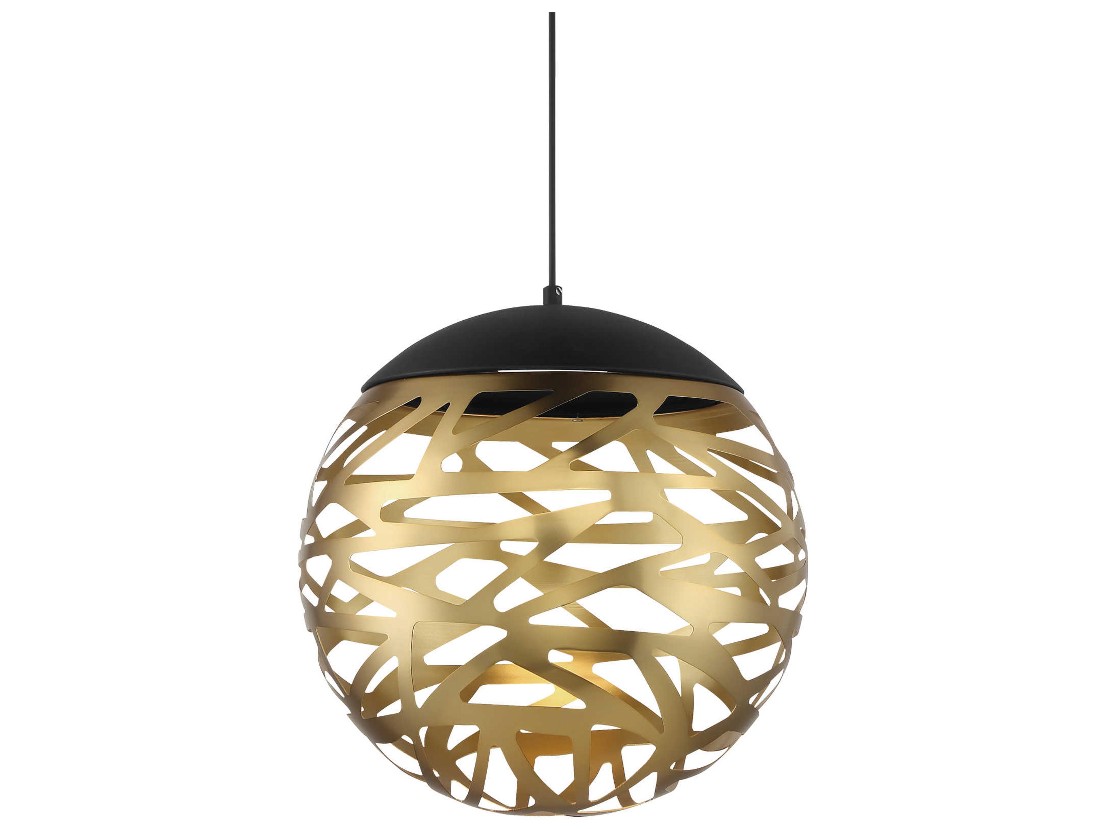 George Kovacs Golden Eclipse 1-Light Coal Honey Gold Black LED Globe Geometric Pendant