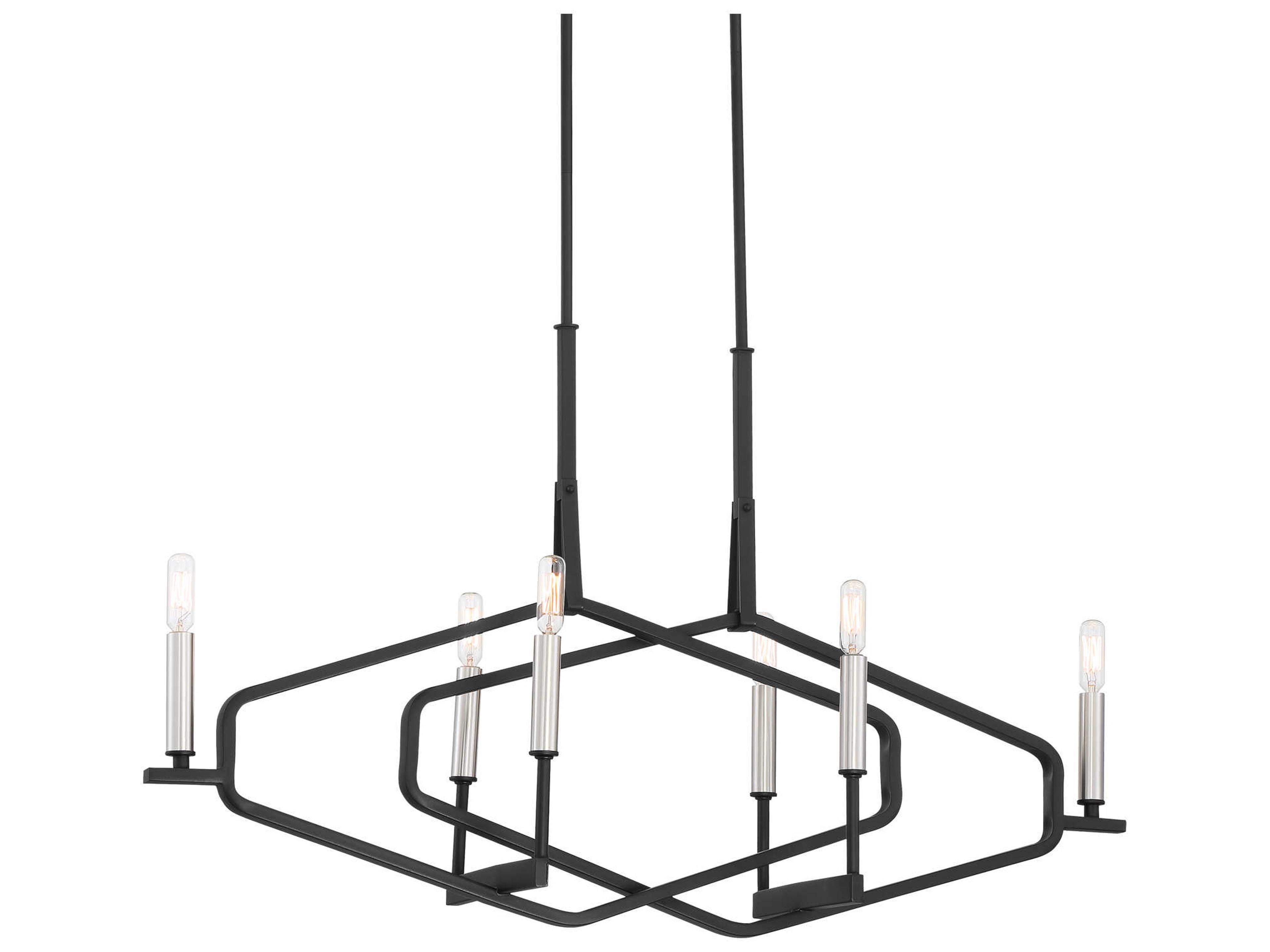 George Kovacs Traveler 6-Light Sand Coal Brushed Nickel Black Geometric Island Pendant