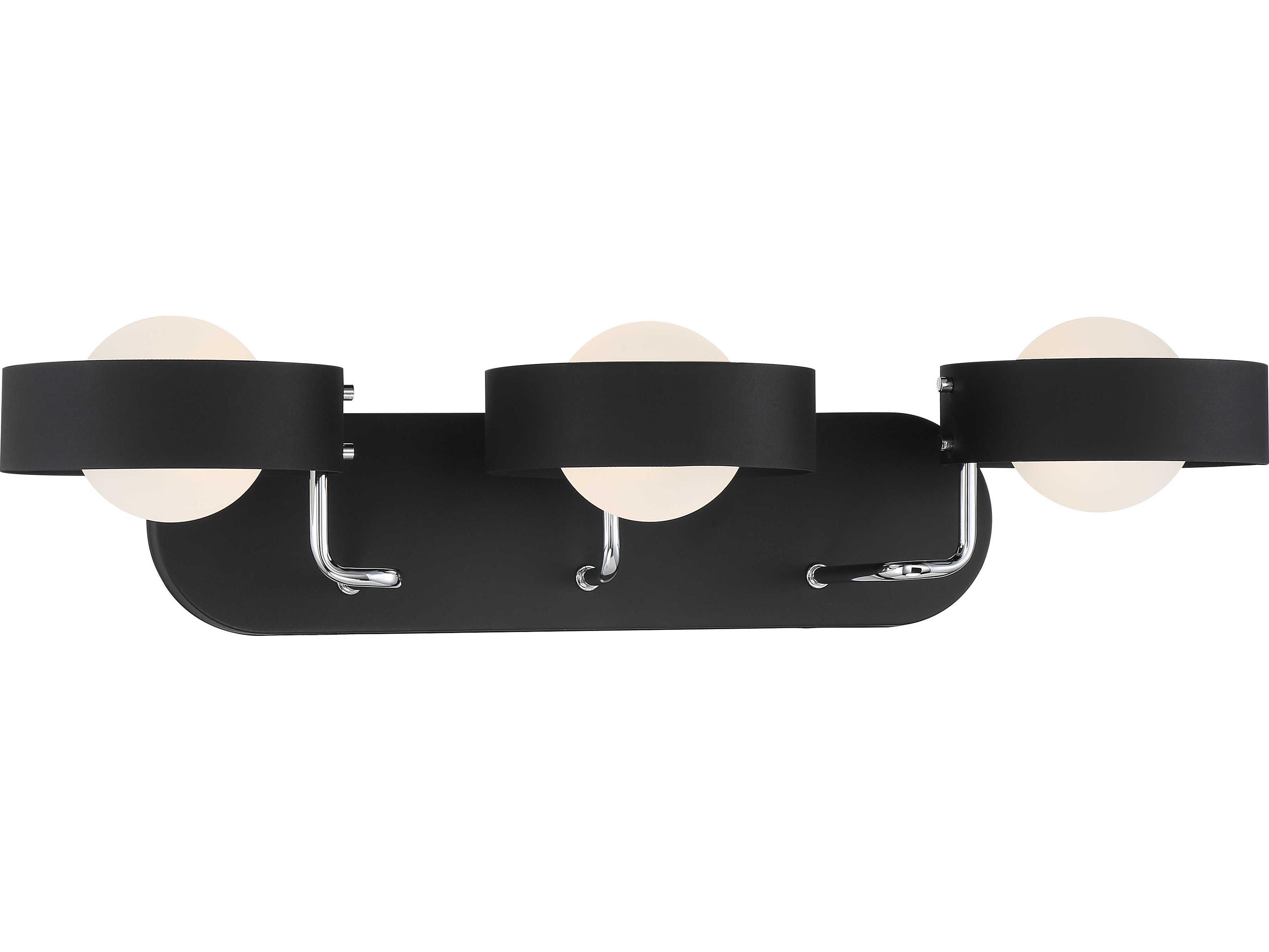 George Kovacs Lift Off 3-Light Sand Coal Polished Nickel Black Glass Vanity Light