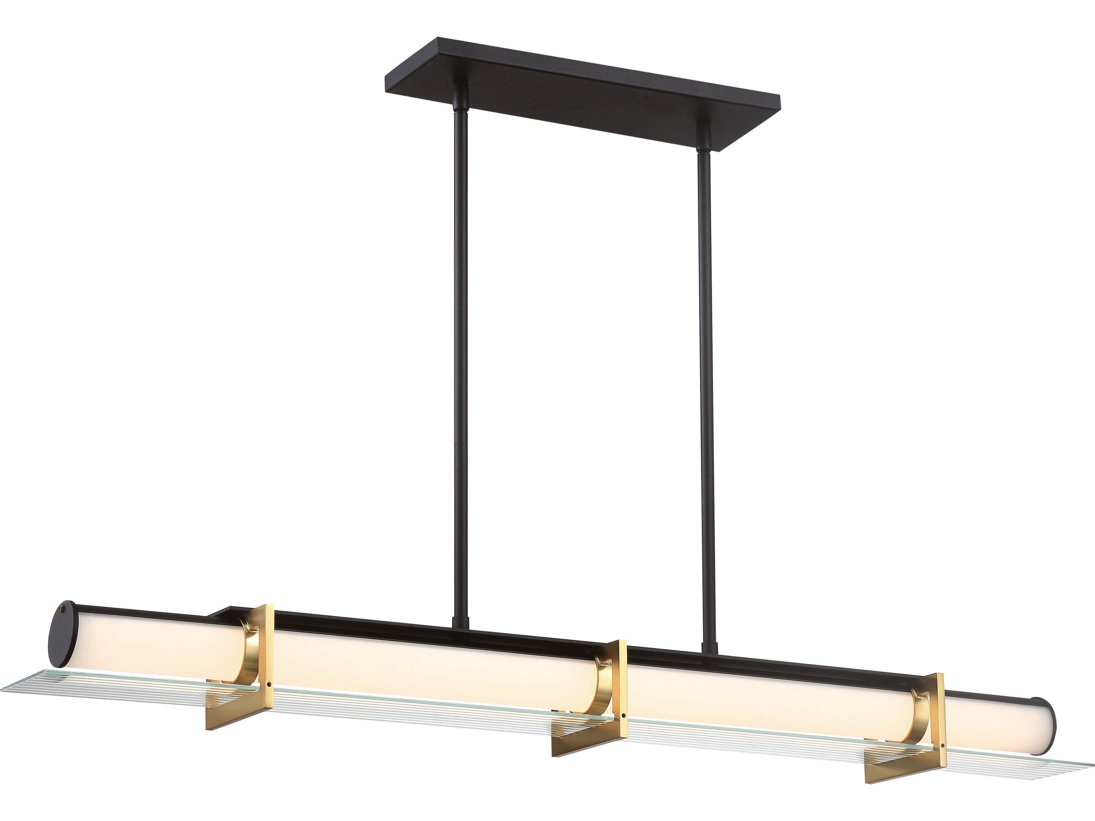 George Kovacs Midnight Gold 1-Light Sand Coal Honey Black Glass LED Cylinder Linear Island Pendant