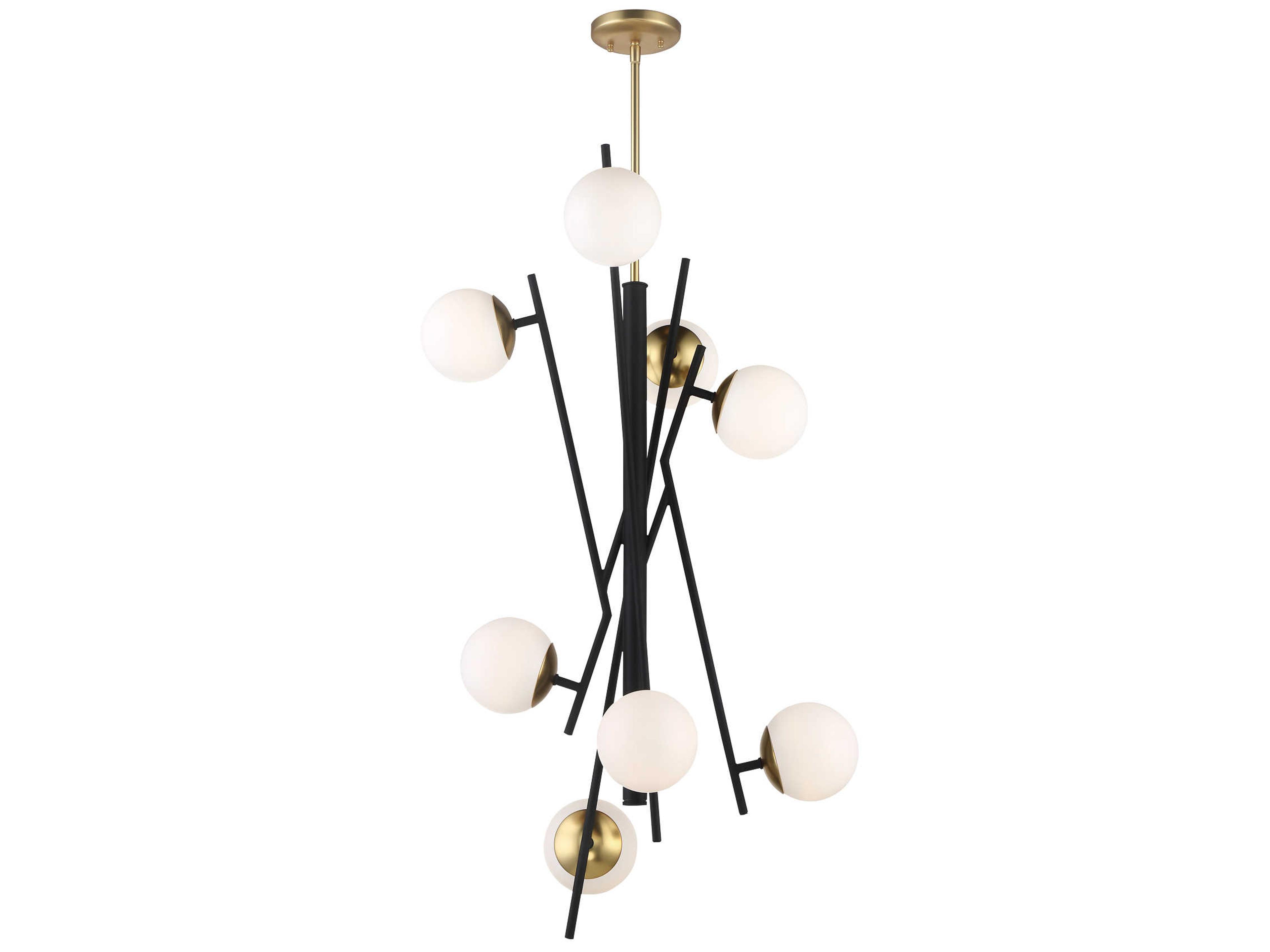 George Kovacs Alluria 8-Light Weathered Black Autumn Gold Glass Globe Chandelier