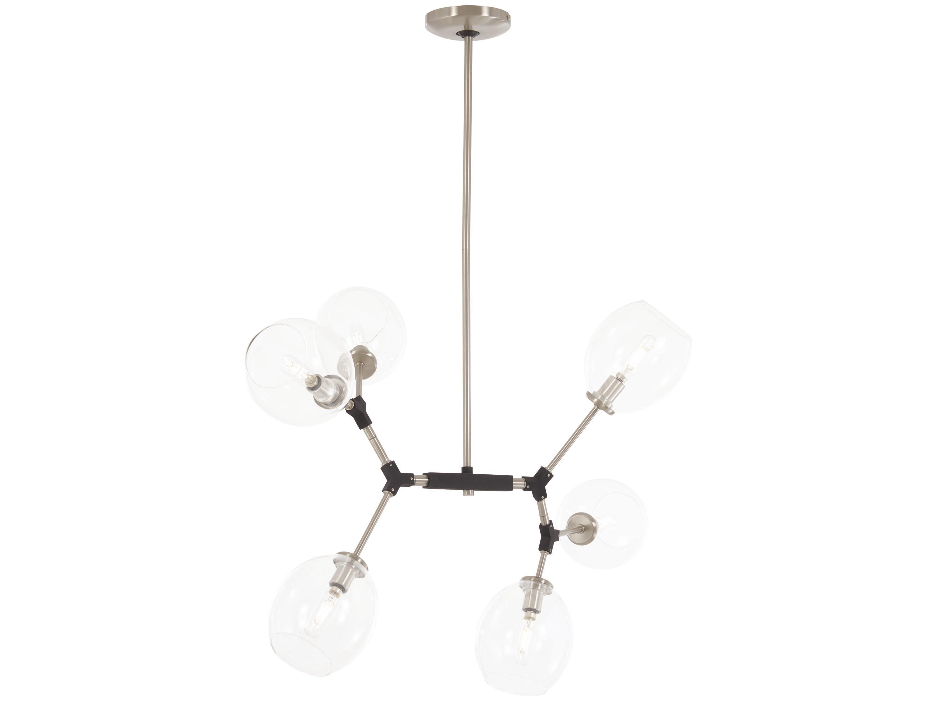 George Kovacs Nexpo 6-Light Brushed Nickel Black Accents Glass Globe Island Pendant
