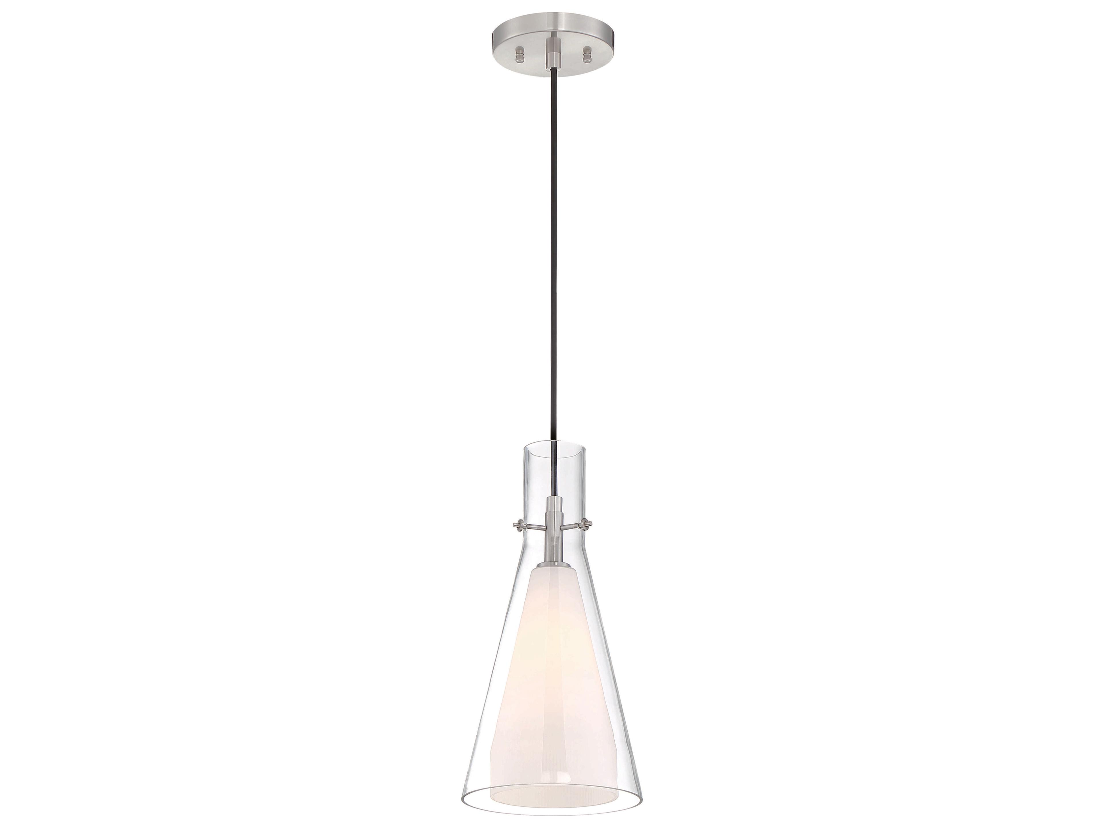 George Kovacs Taper 1-Light Brushed Nickel Glass Mini Pendant