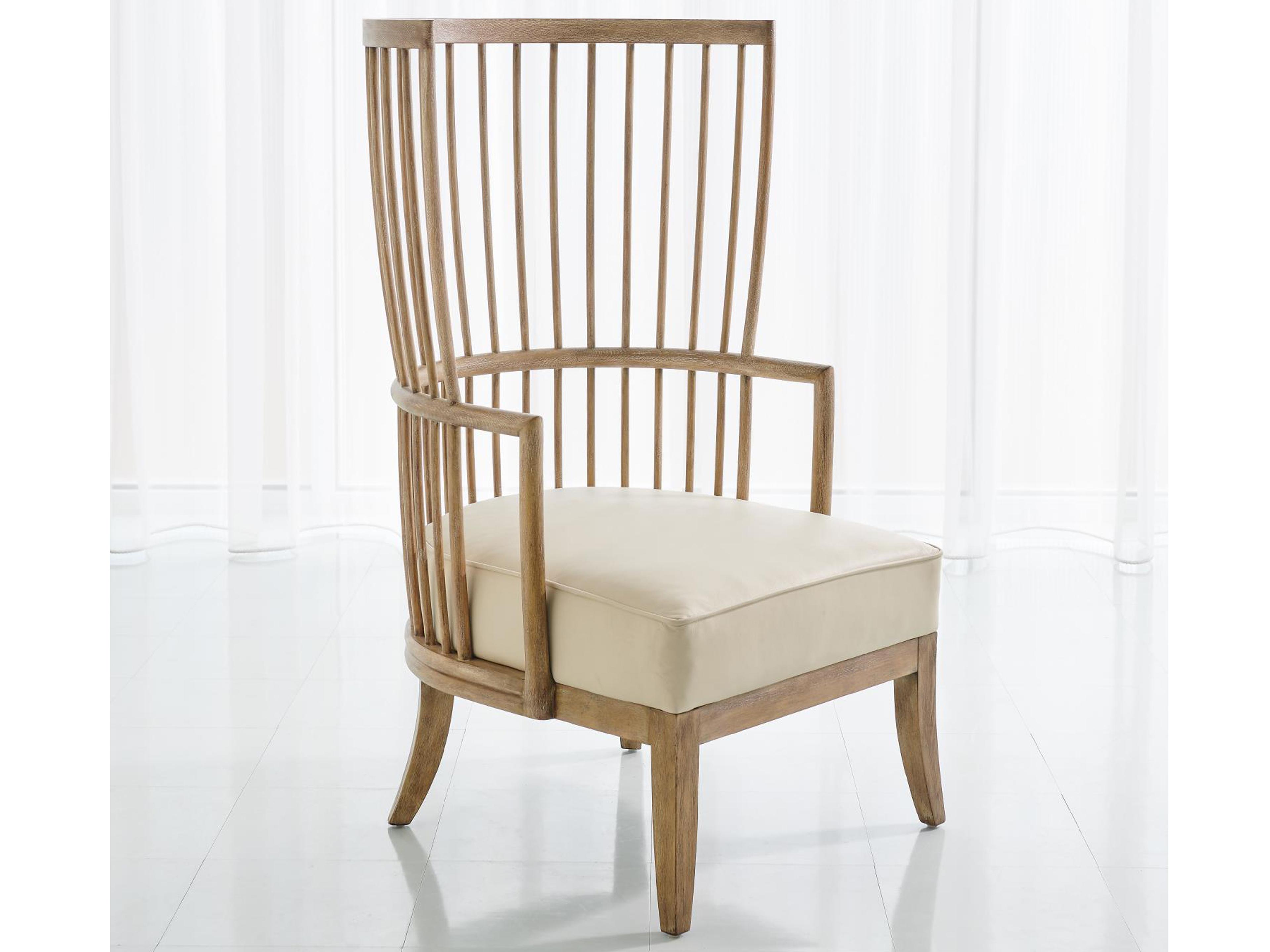 Global Views Beige Leather Accent Chair