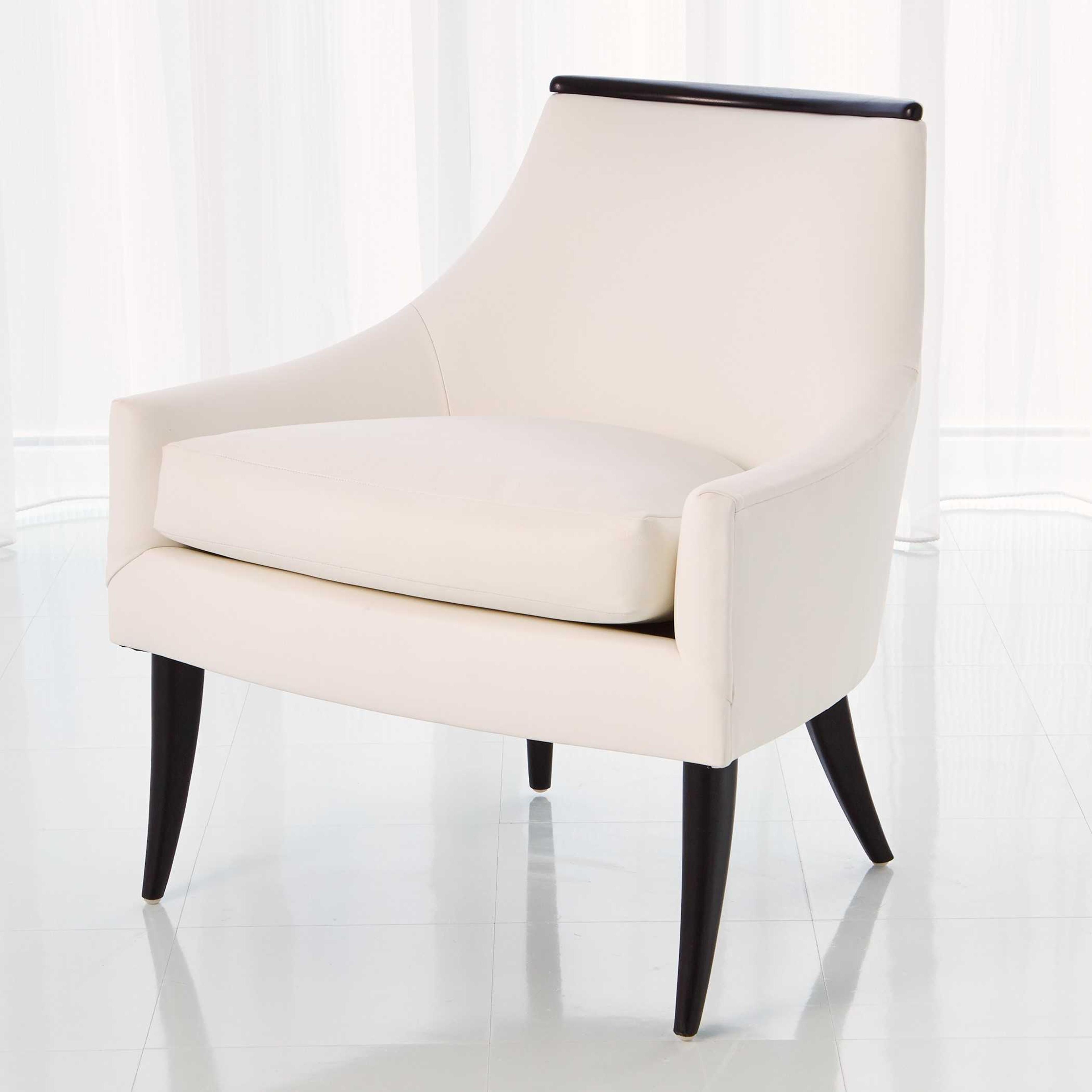 Global Views Boomerang White Leather Accent Chair