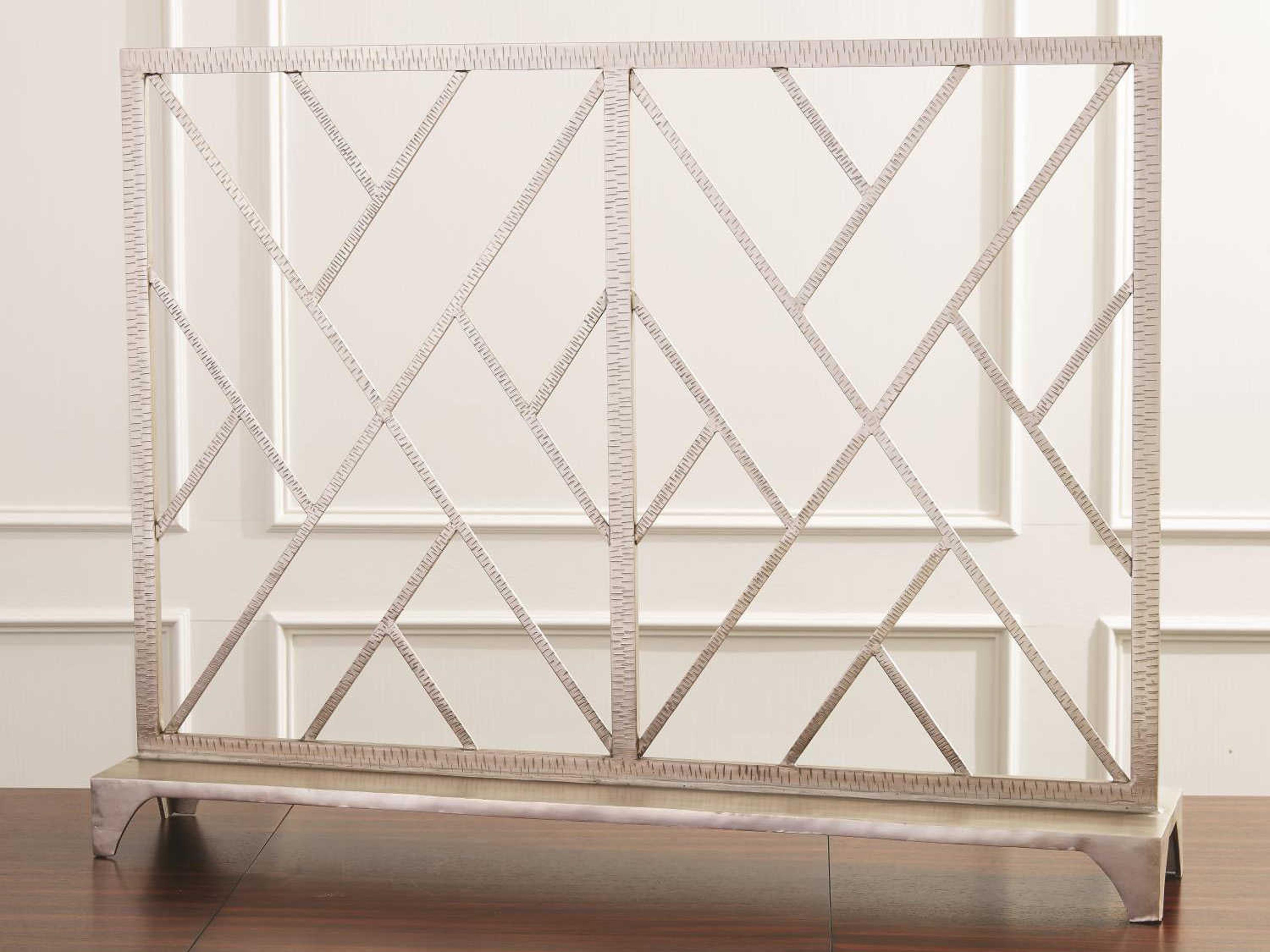 Global Views Chinoise Fret Nickel Fireplace Screen