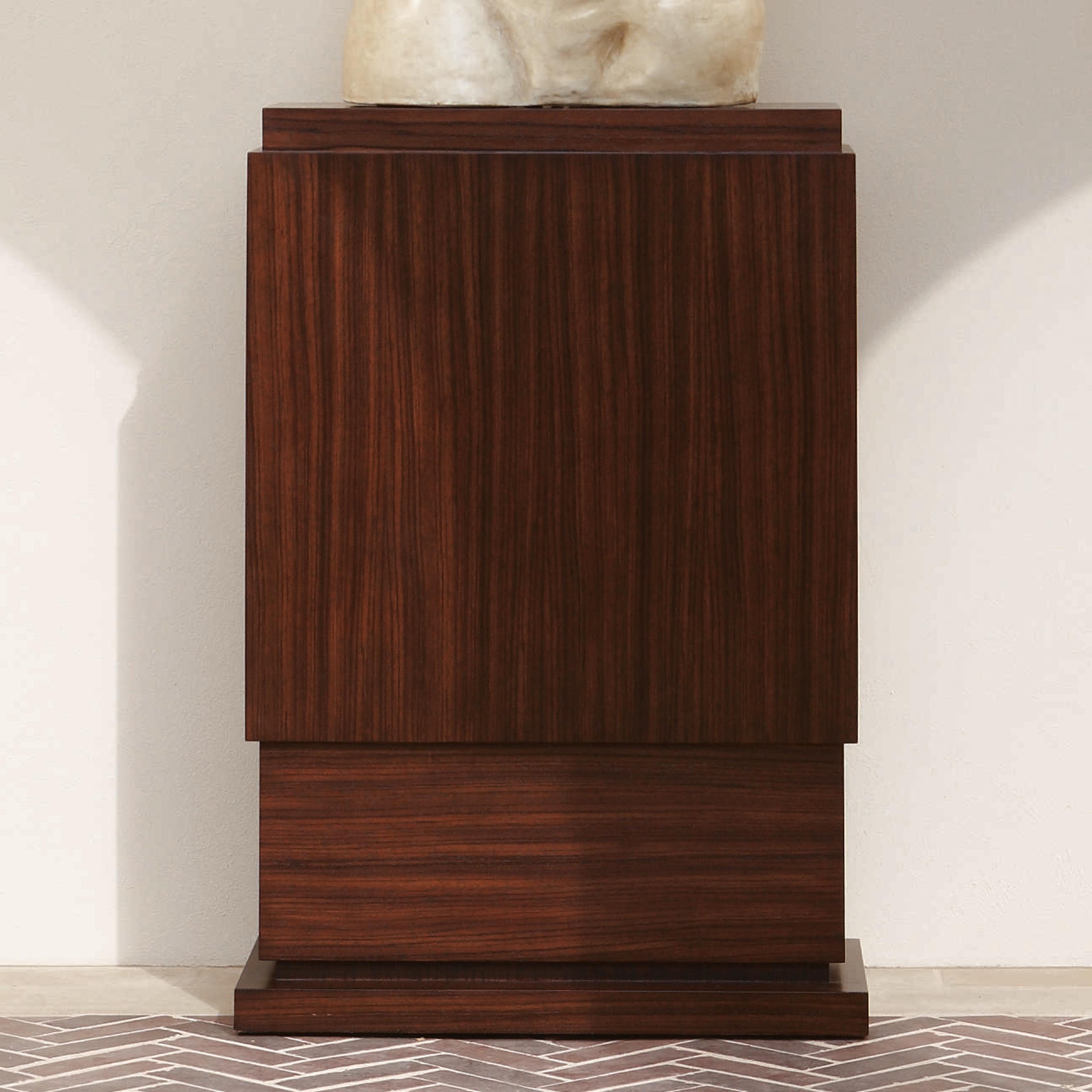 Global Views Rectangular Wood Dark Walnut Satin Lacquer Console Table