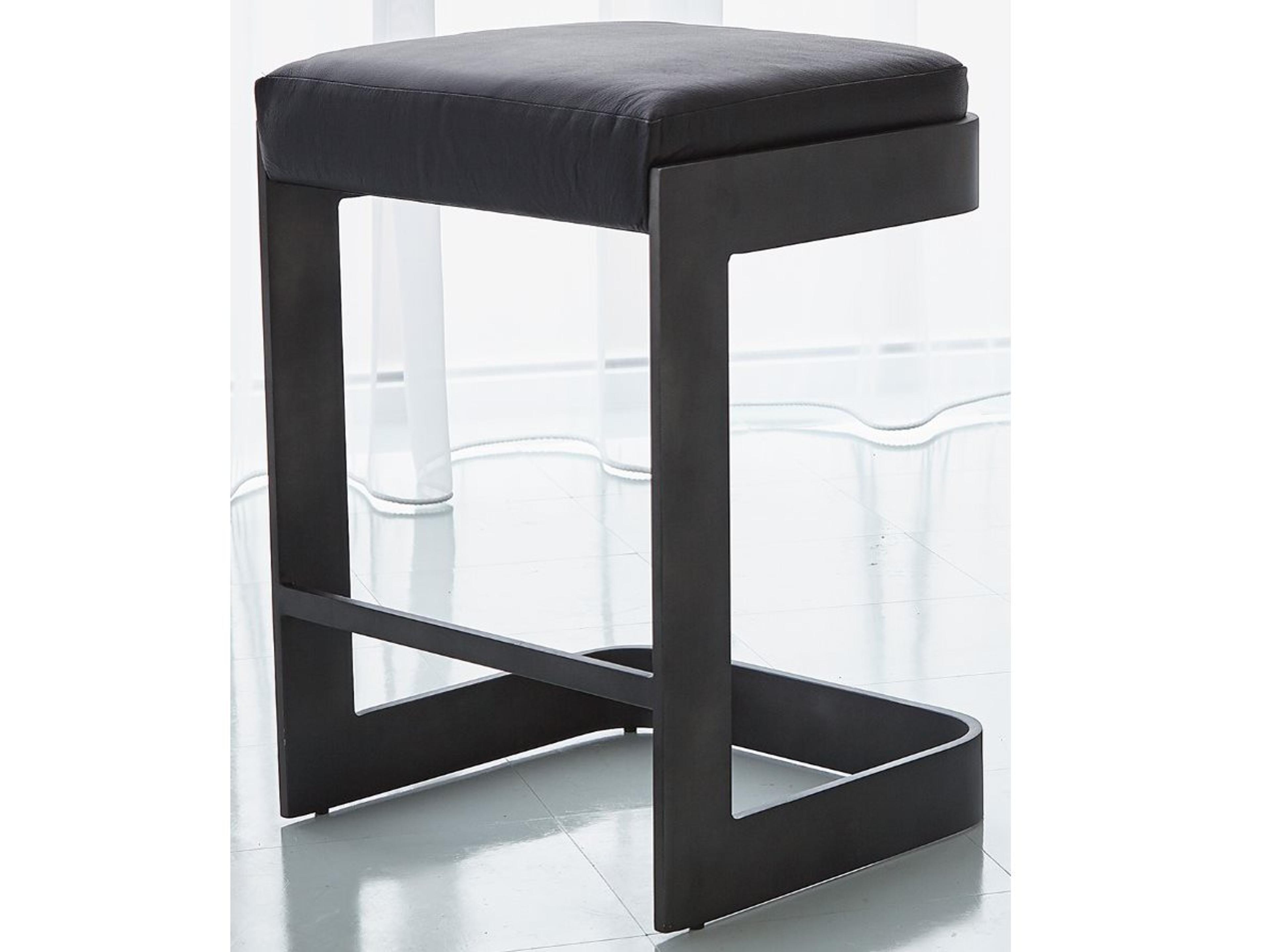 Global Views Leather Graphite Counter Stool