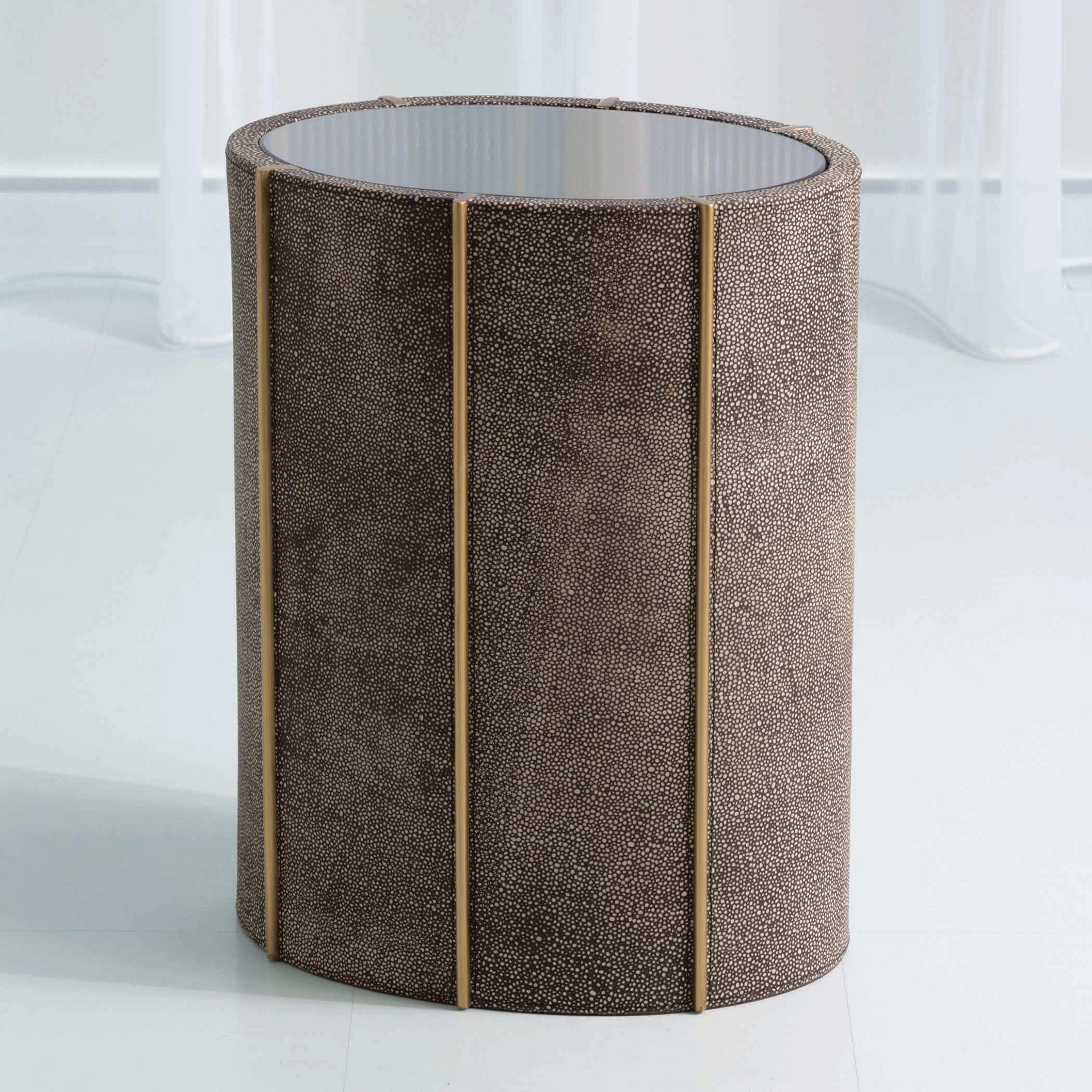 Global Views Oval Faux Leather Gold End Table