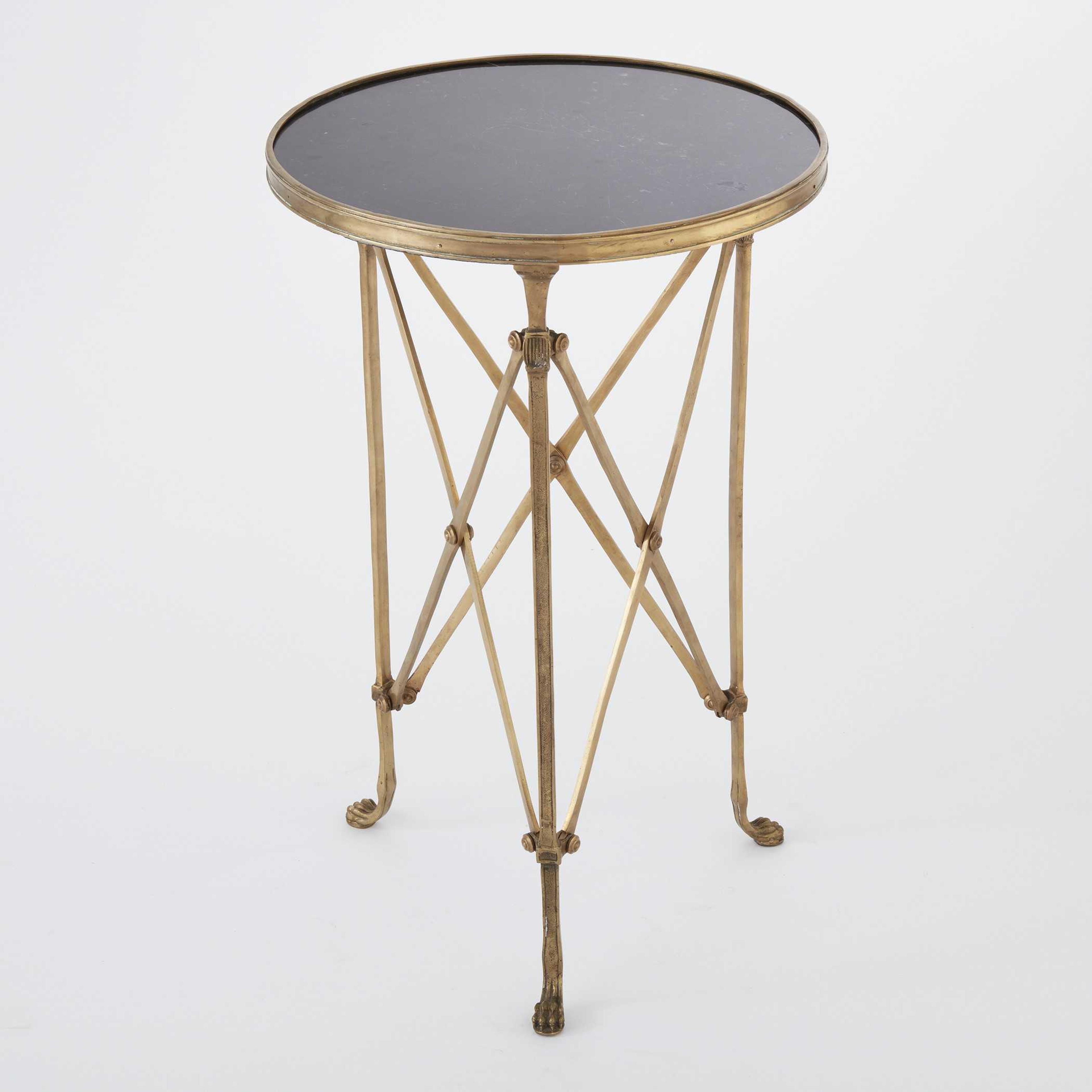 Global Views Round Granite Brass End Table