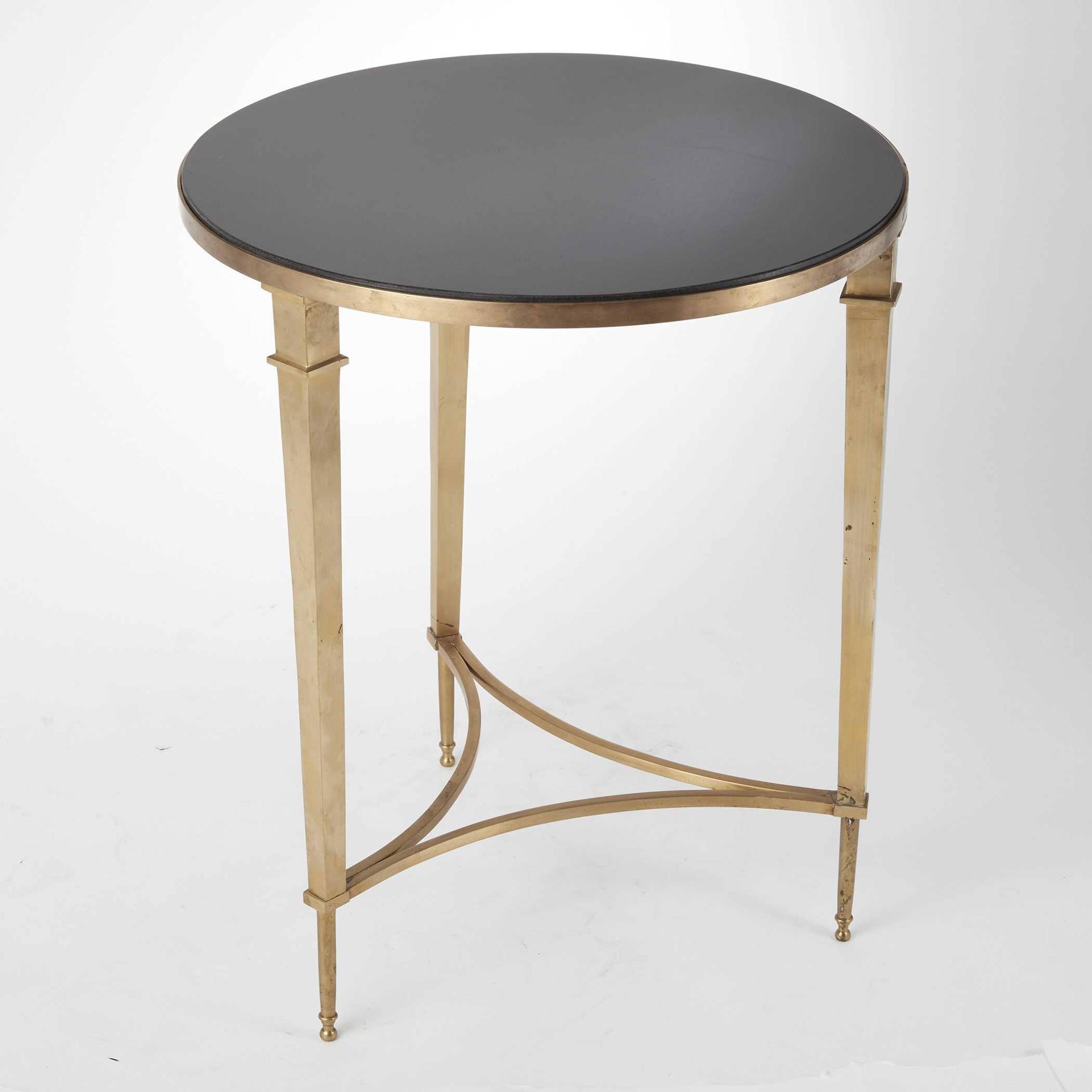 Global Views Round Granite Brass End Table