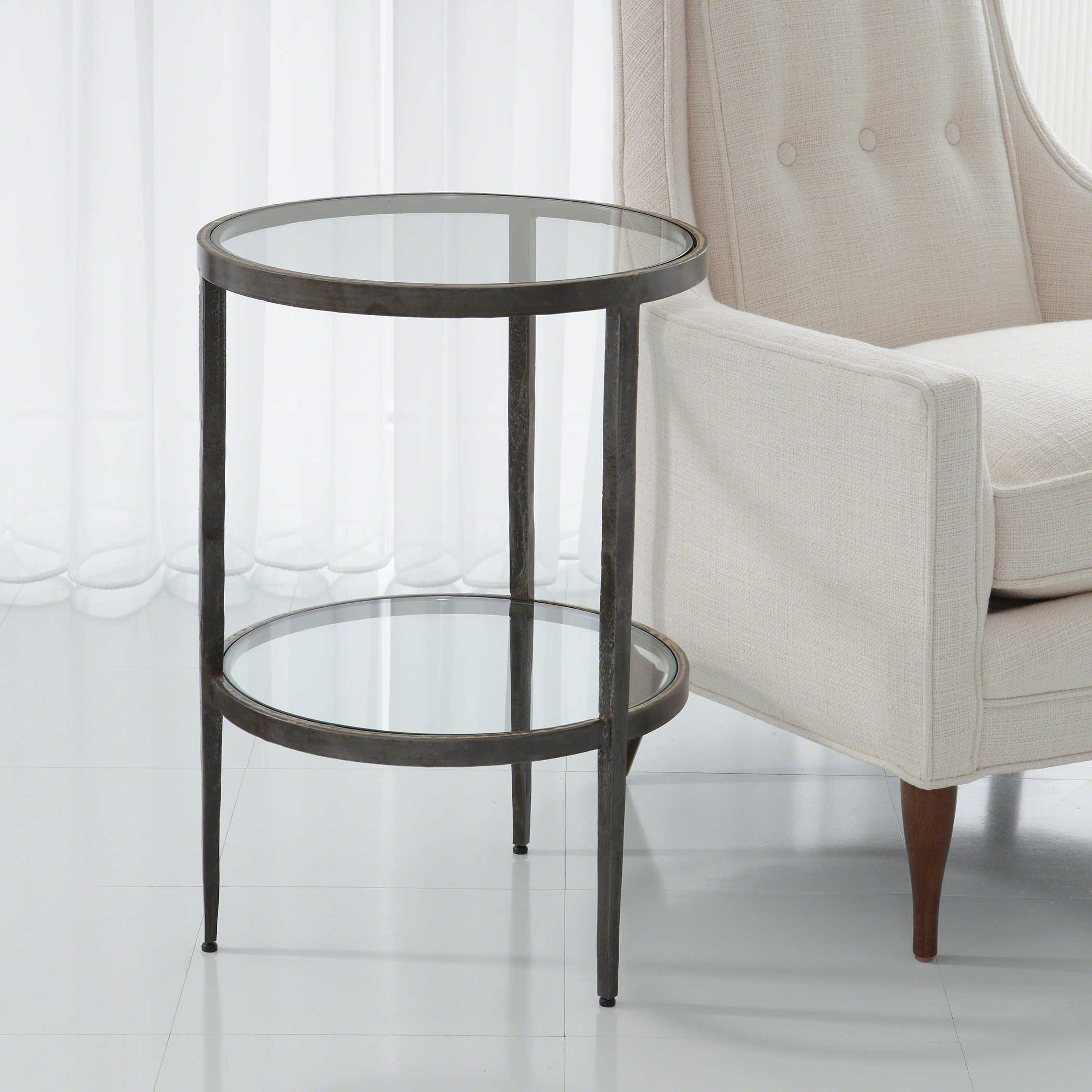 Global Views Laforge Round Glass End Table
