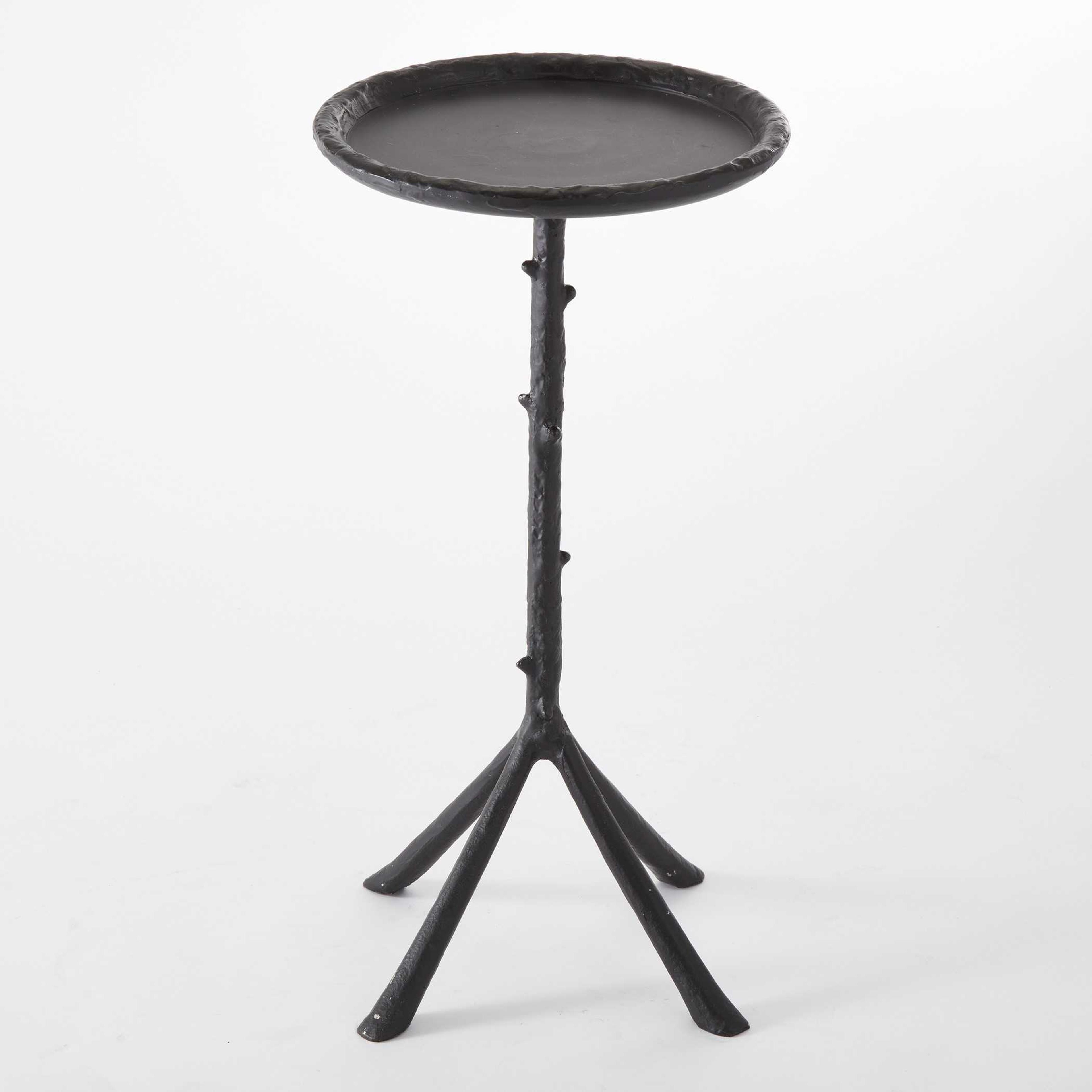Global Views Round Metal Black Powder Coat End Table