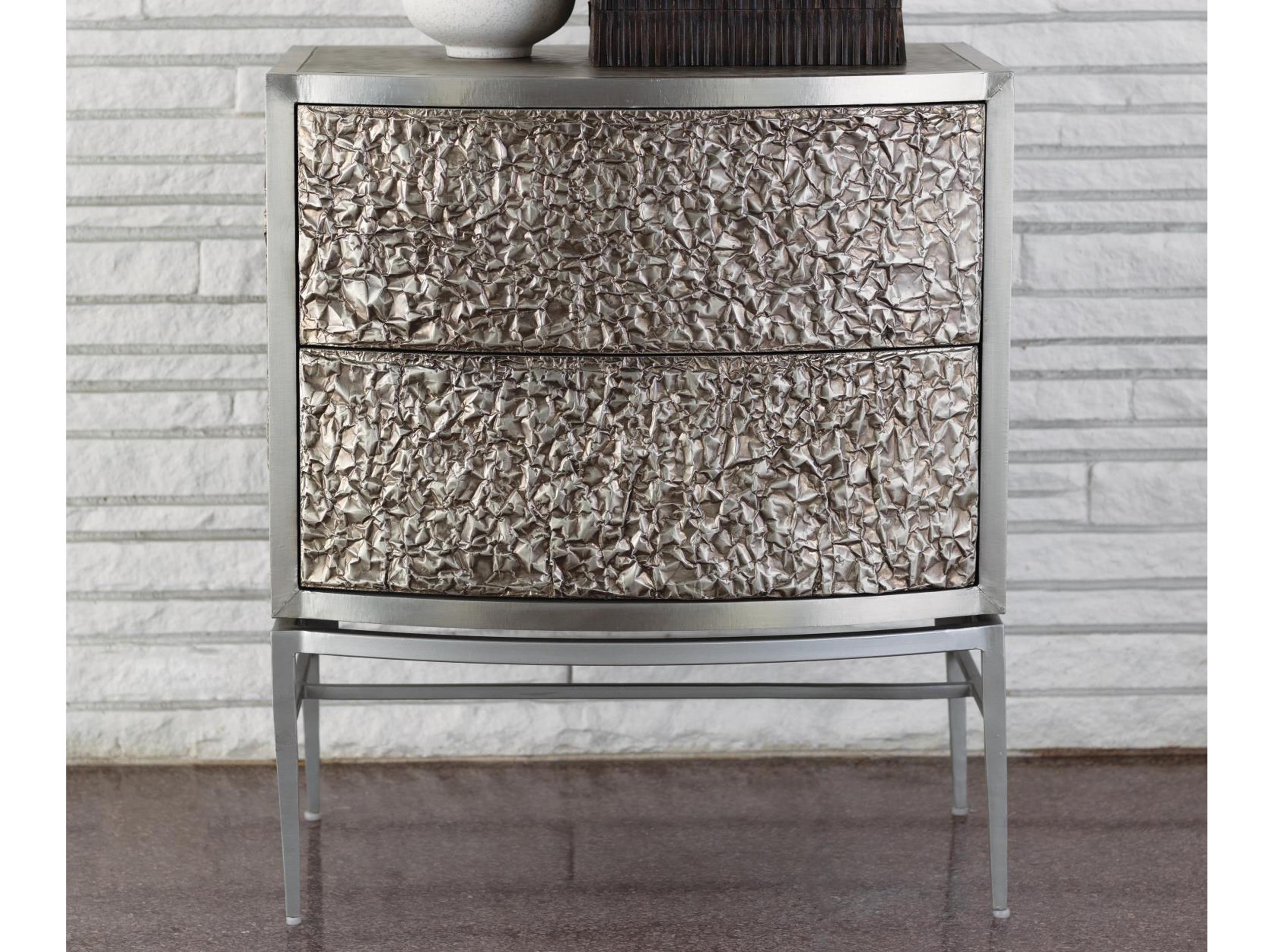 Global Views 2-Drawers Silver Chest Nightstand