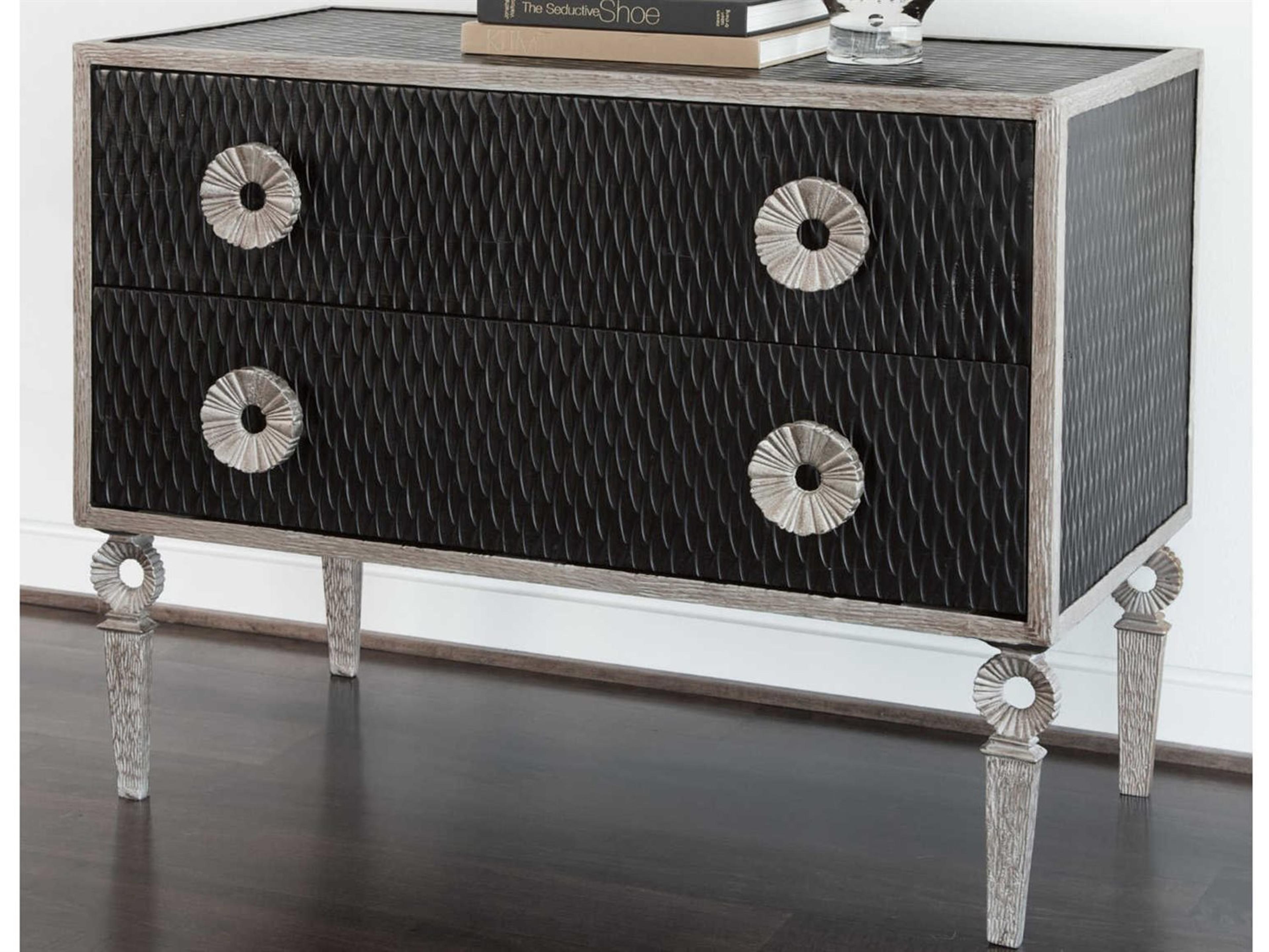 Global Views 3-Drawers Black Acacia Wood Dresser