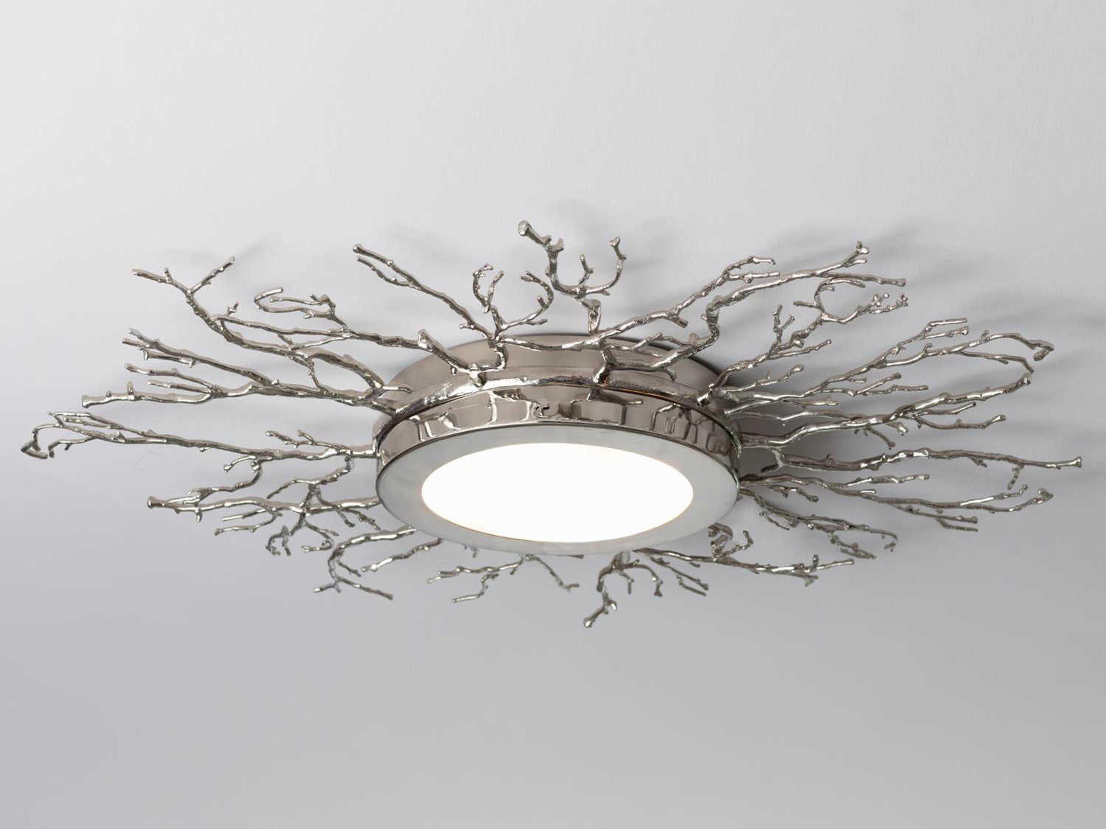 Global Views Twig 4-Light Nickel LED Drum Flush Mount