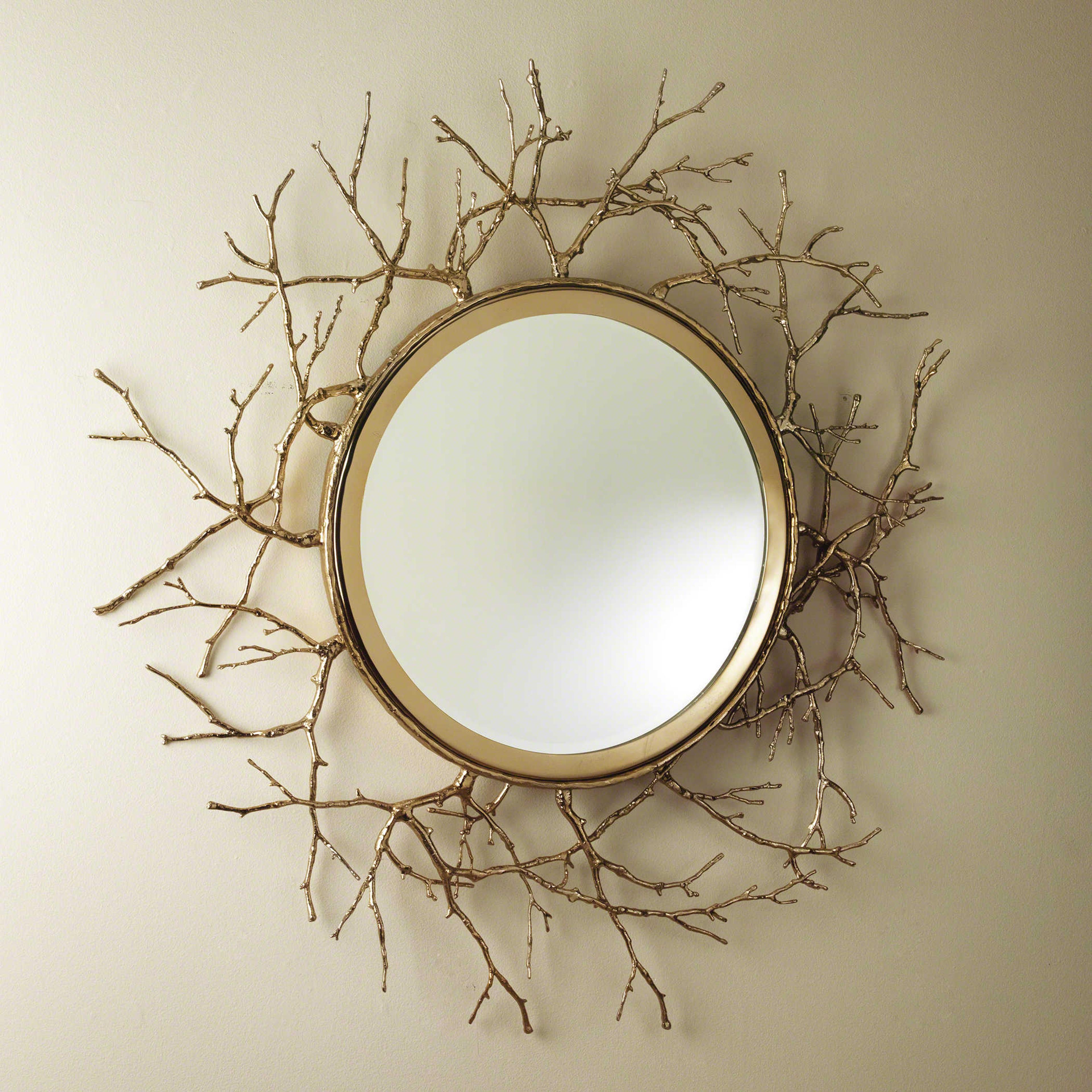 Global Views Twig Brass Round Wall Mirror