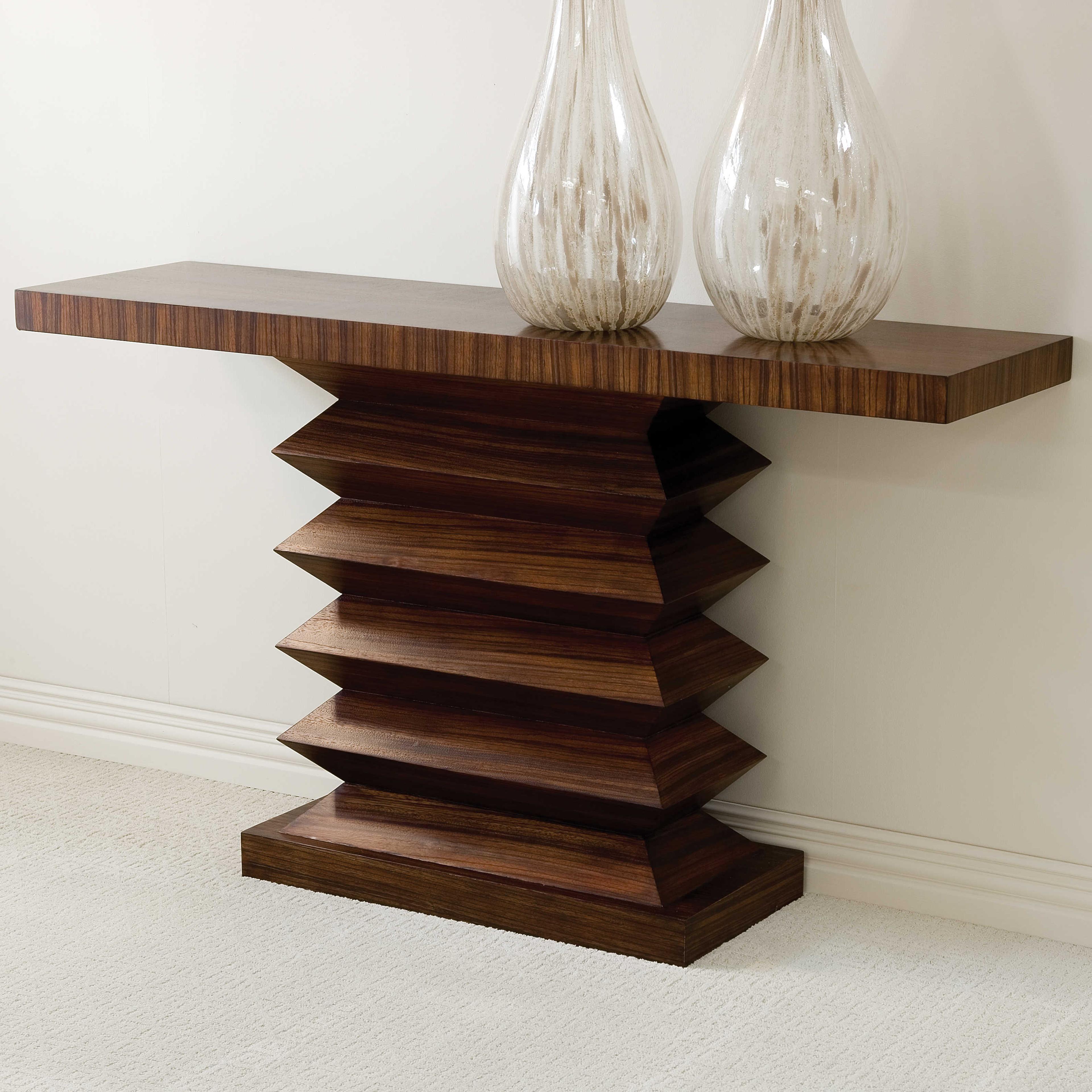 Global Views Zig Zag Rectangular Wood Console Table