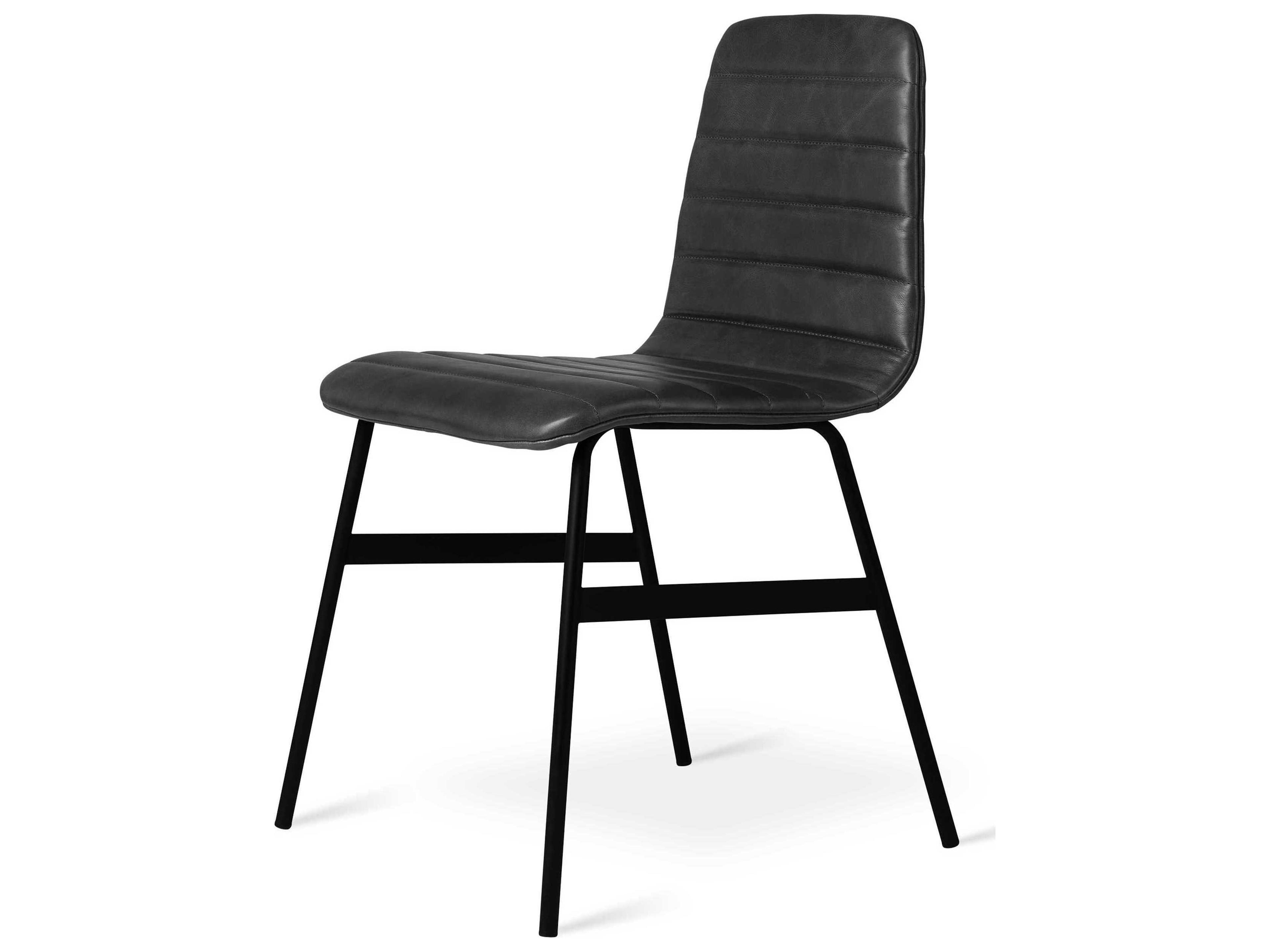 Gus* Modern Lecture Leather Black Upholstered Side Dining Chair