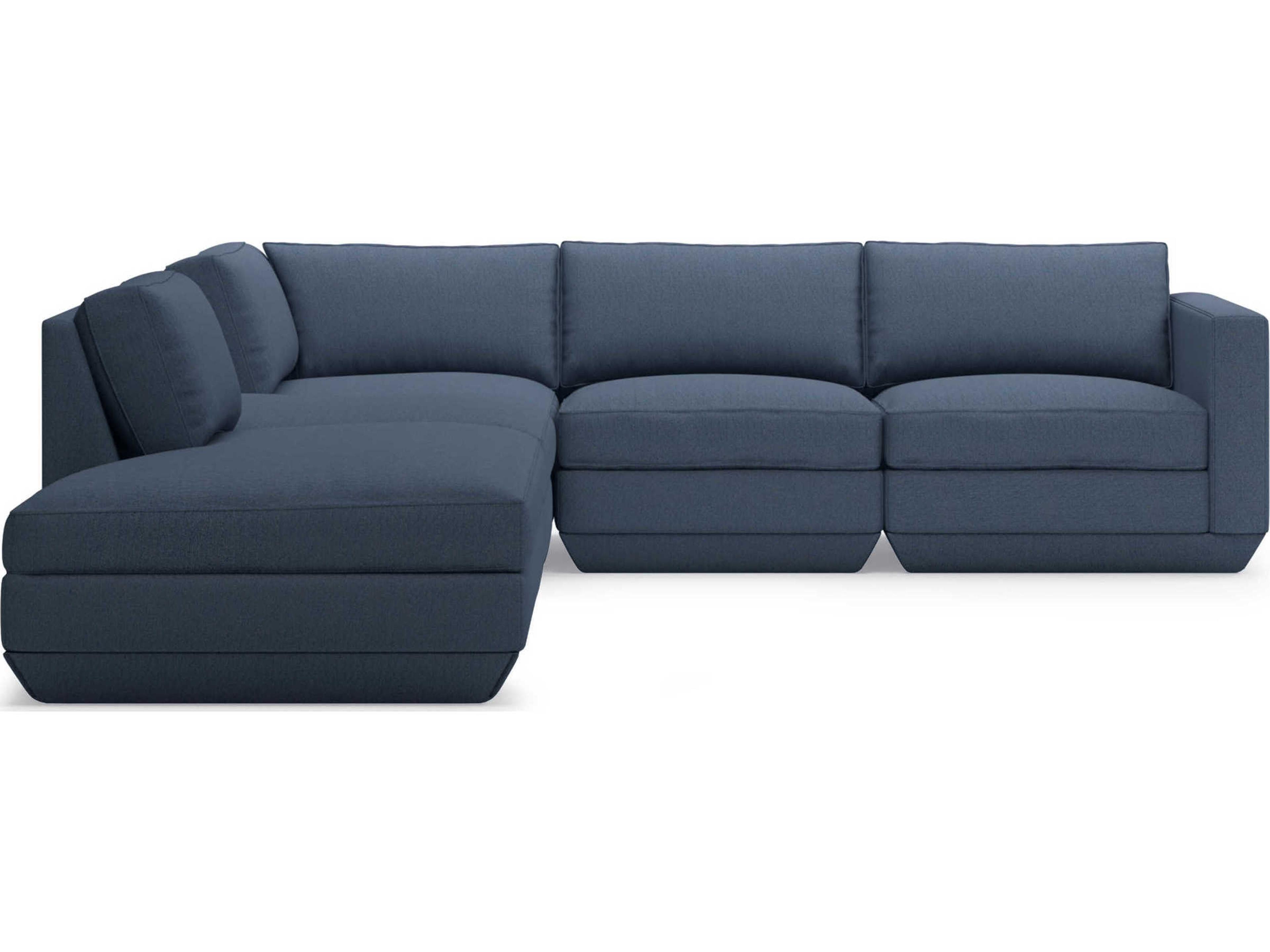 Gus* Modern Podium Blue Upholstered Sectional Sofa