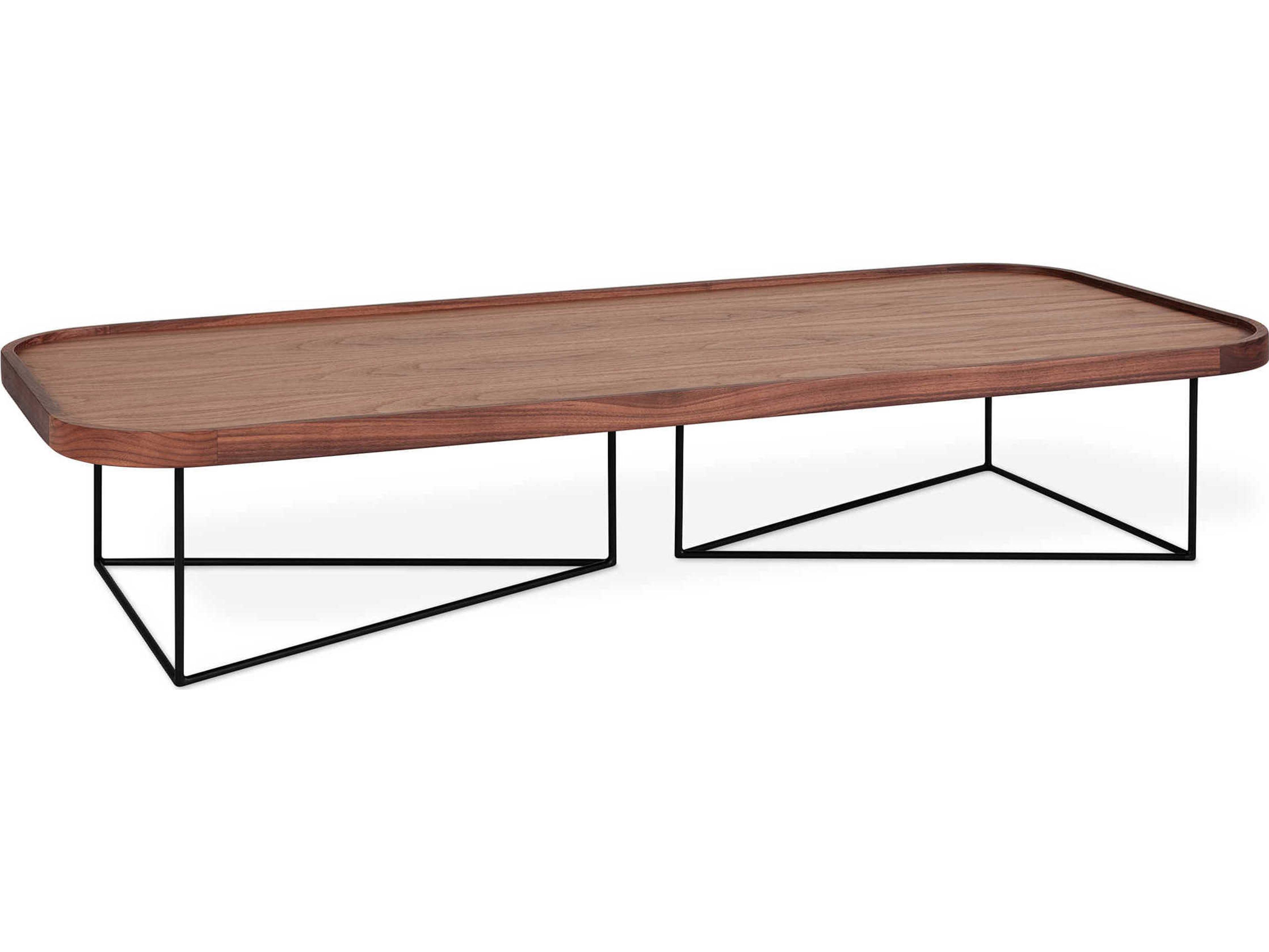 Gus* Modern Porter Rectangular Wood Walnut Black Coffee Table