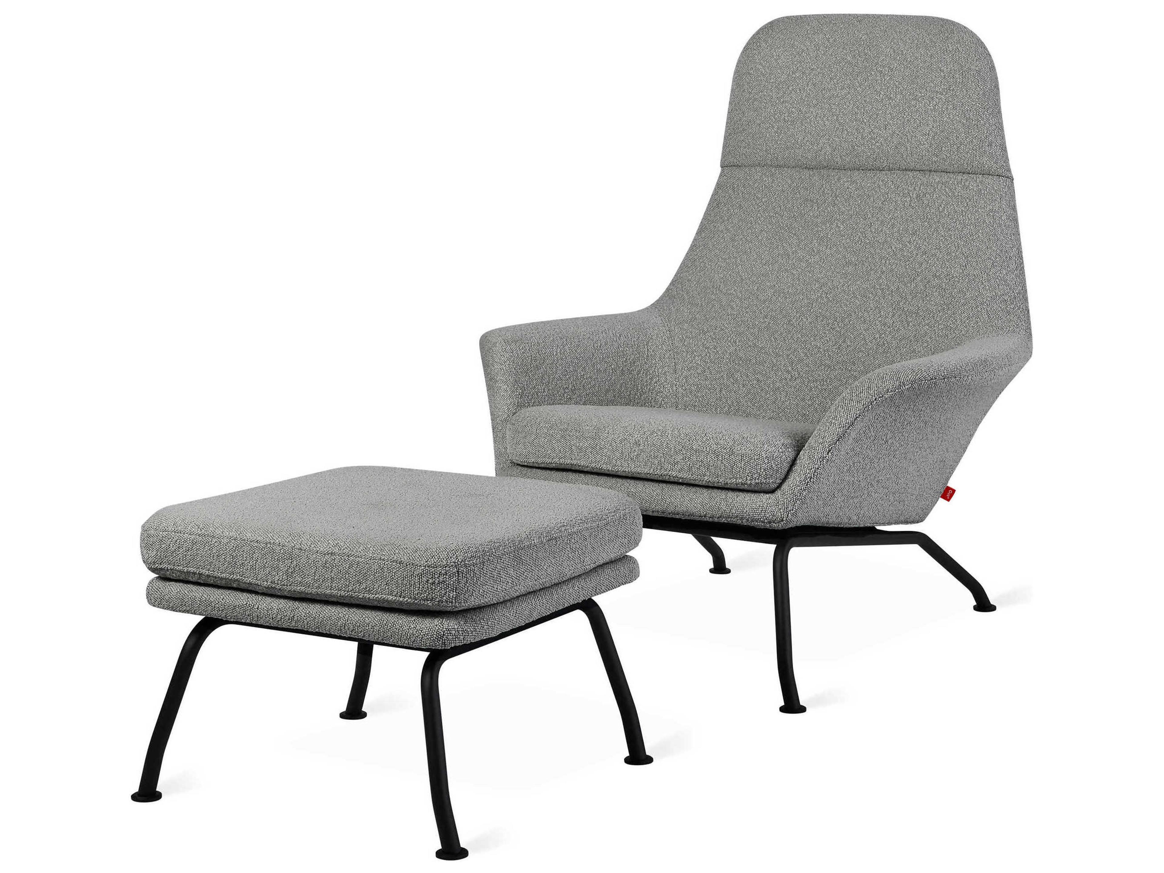 Gus* Modern Tallinn Copenhagen Iron Accent Chair with Ottoman