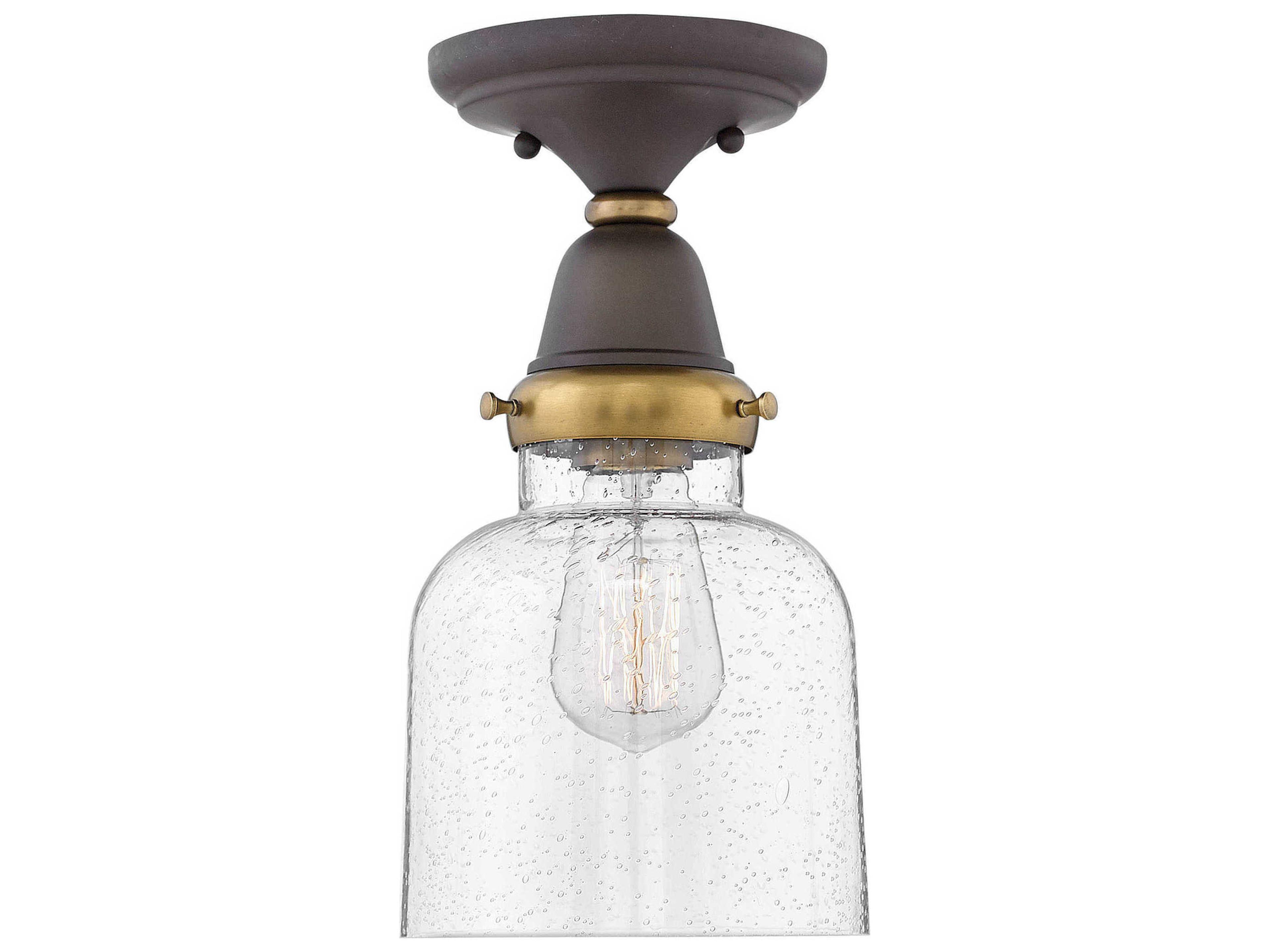 Hinkley Academy 1-Light Oil Rubbed Bronze Glass Bell Flush Mount