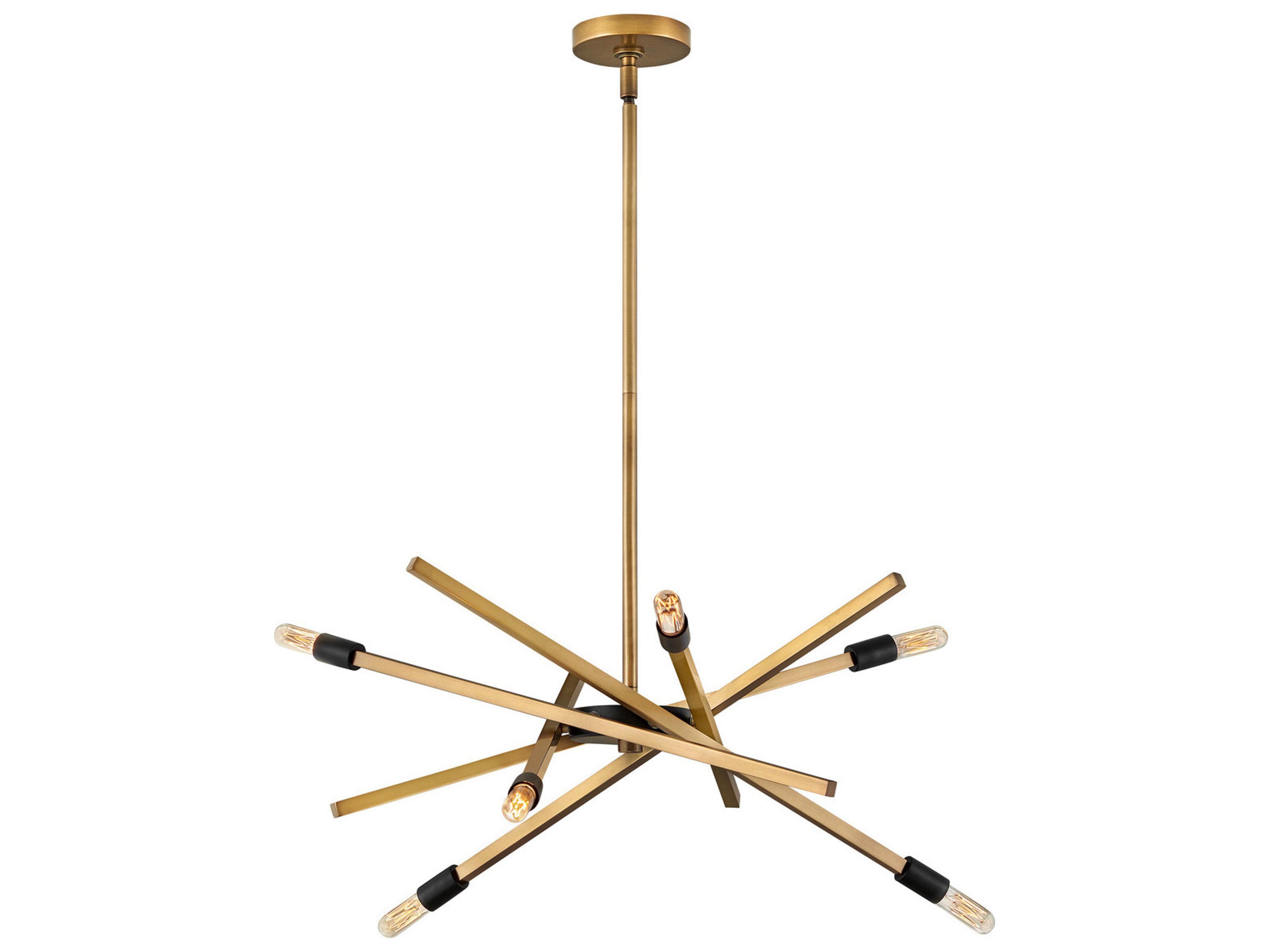 Hinkley Archer 6-Light Heritage Brass Black Candelabra Sputnik Chandelier