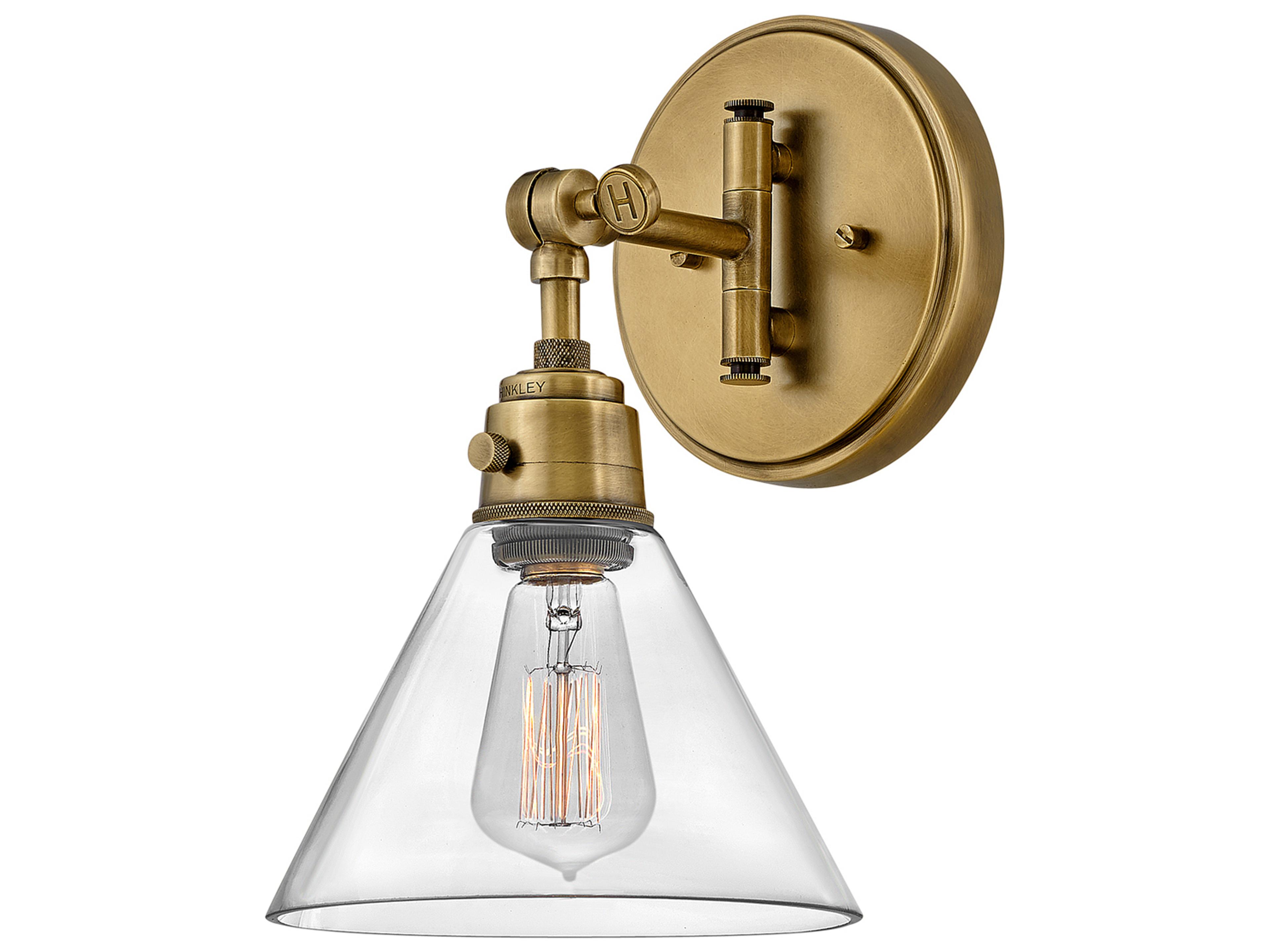 Hinkley Arti 1-Light Heritage Brass With Clear Glass Copper Wall Sconce