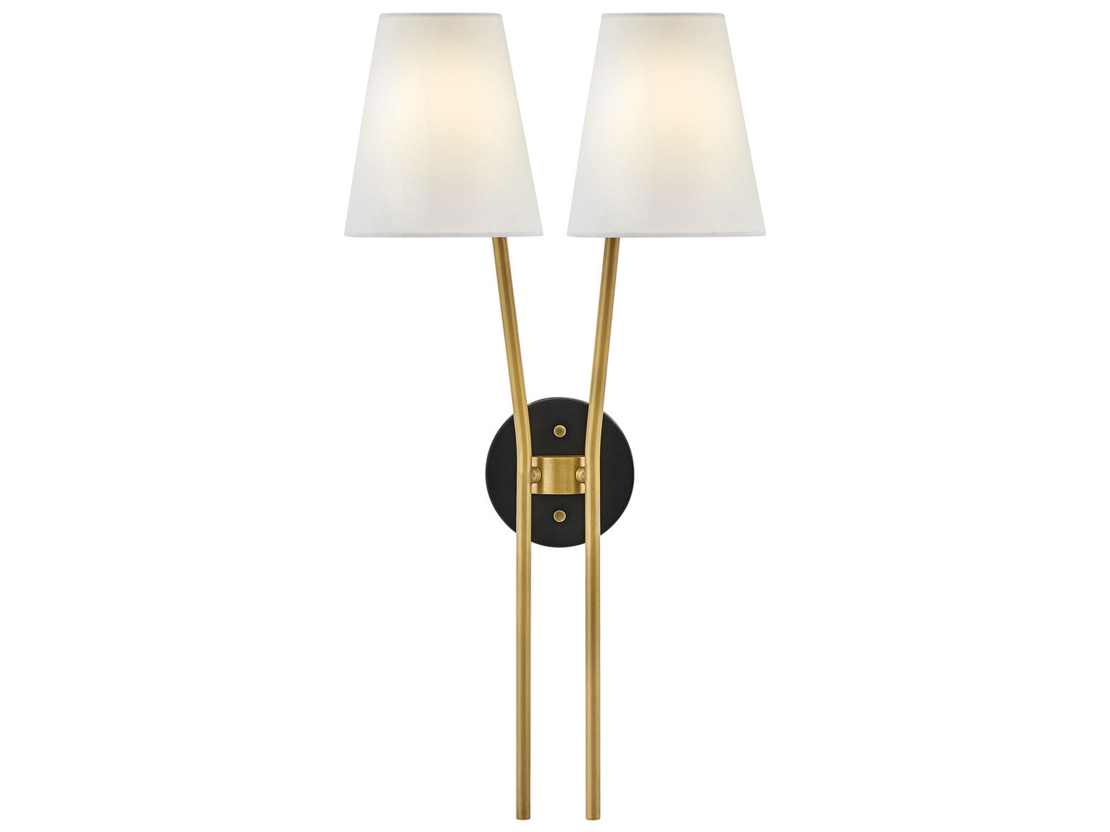 Hinkley Aston 2-Light Heritage Brass Black Wall Sconce