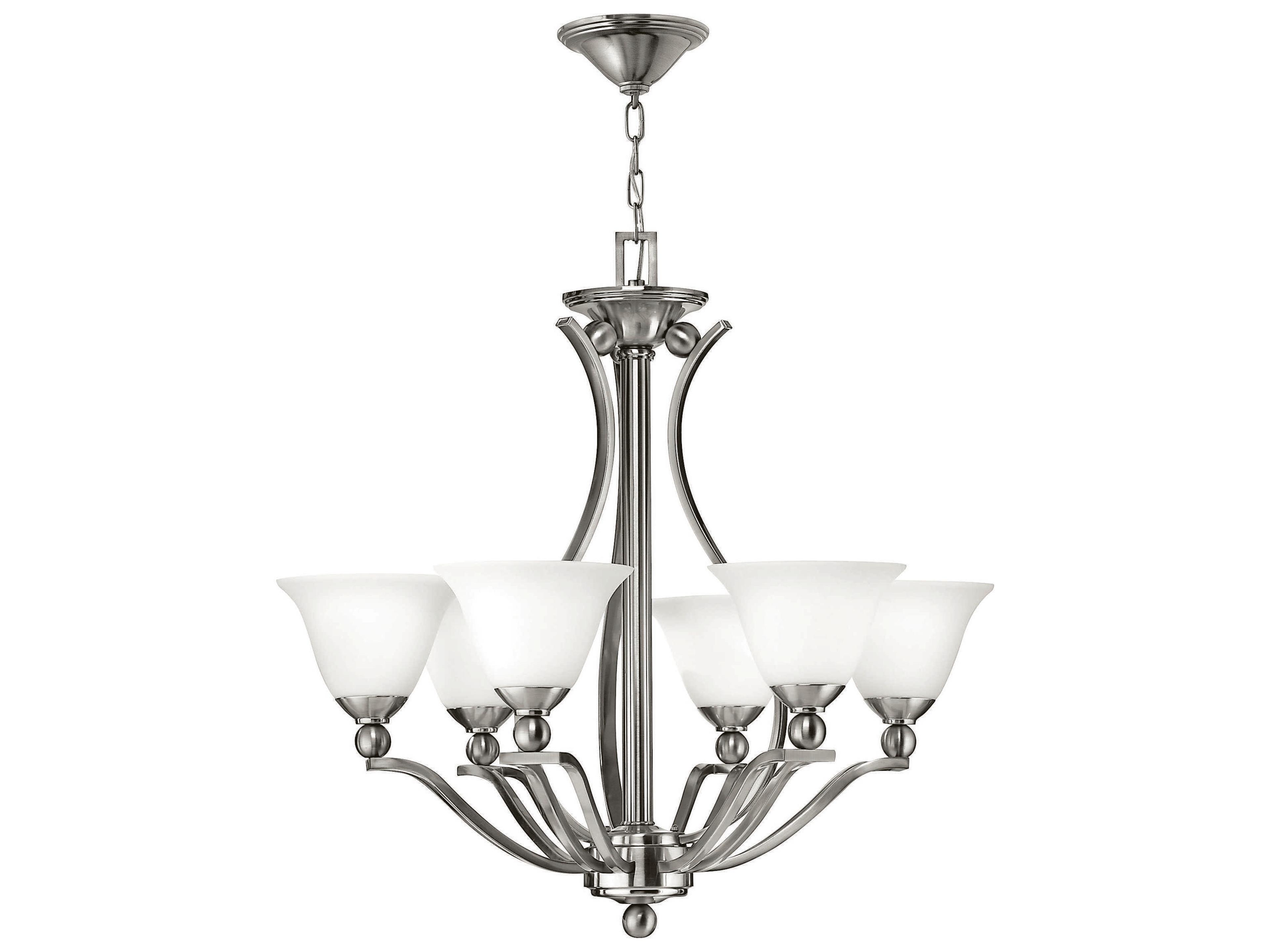 Hinkley Bolla 6-Light Brushed Nickel Glass Bell Chandelier