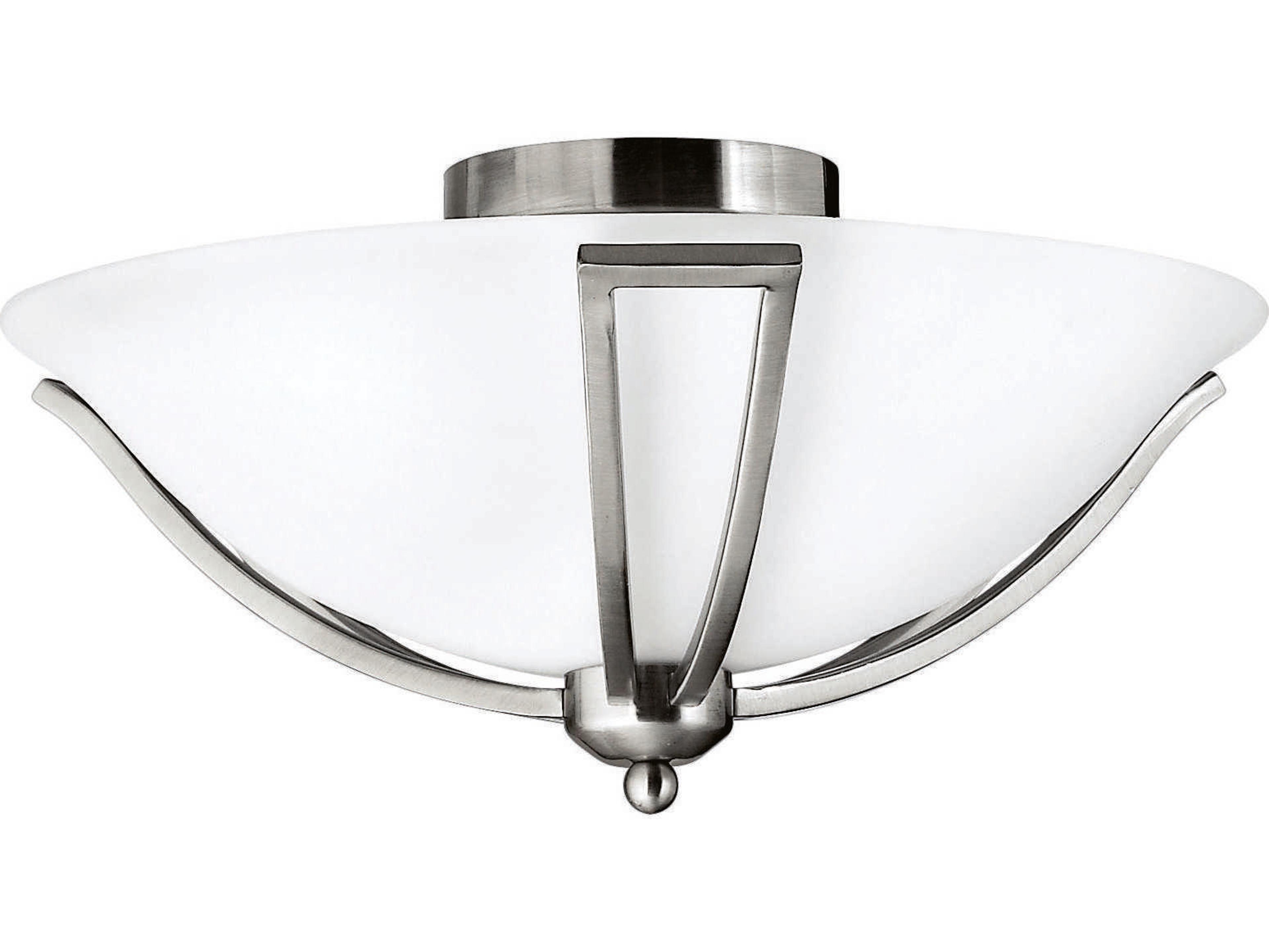 Hinkley Bolla 2-Light Brushed Nickel Glass Bowl Semi Flush Mount