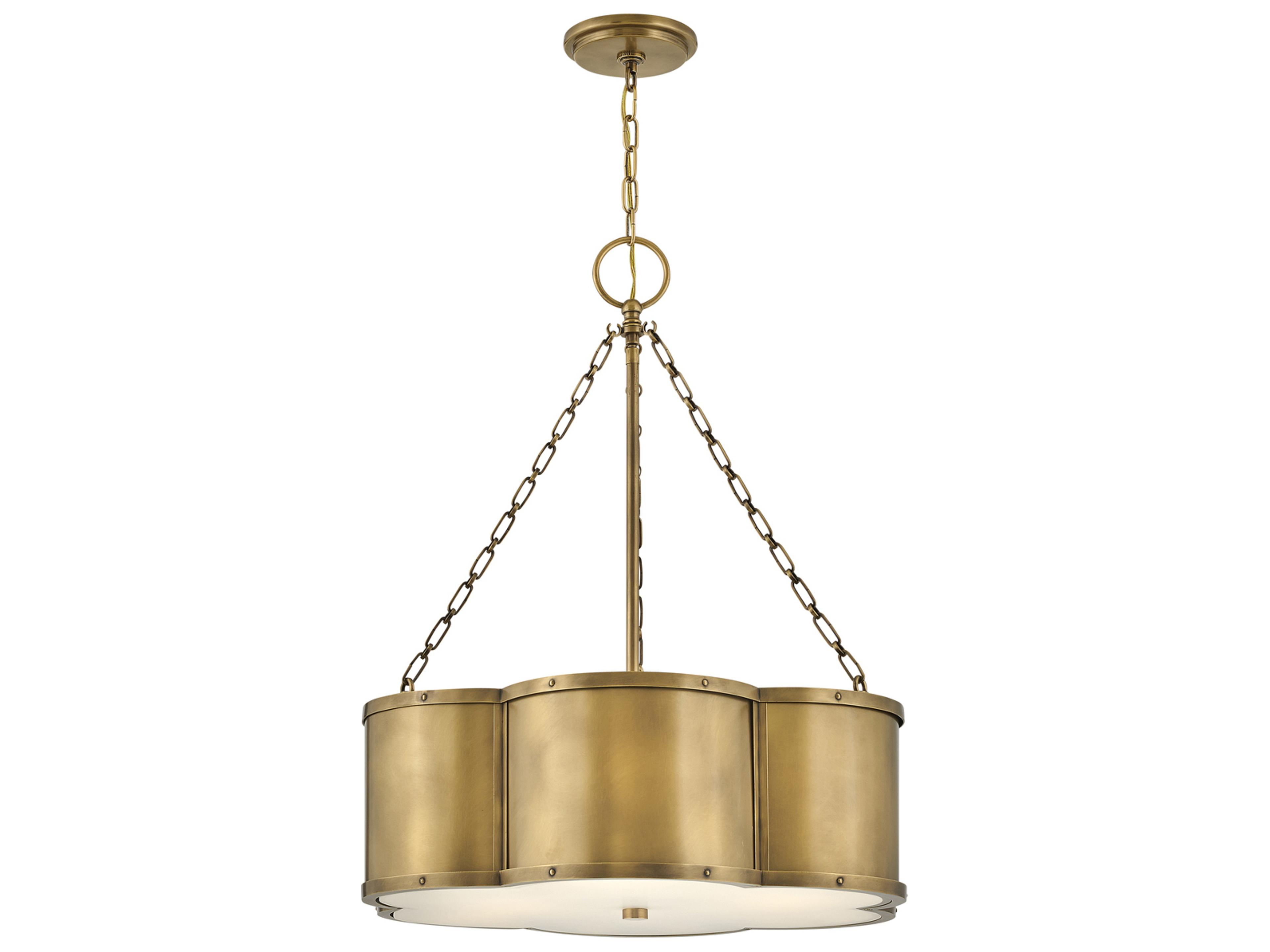 Hinkley Chance 3-Light Heritage Brass Glass Geometric Pendant