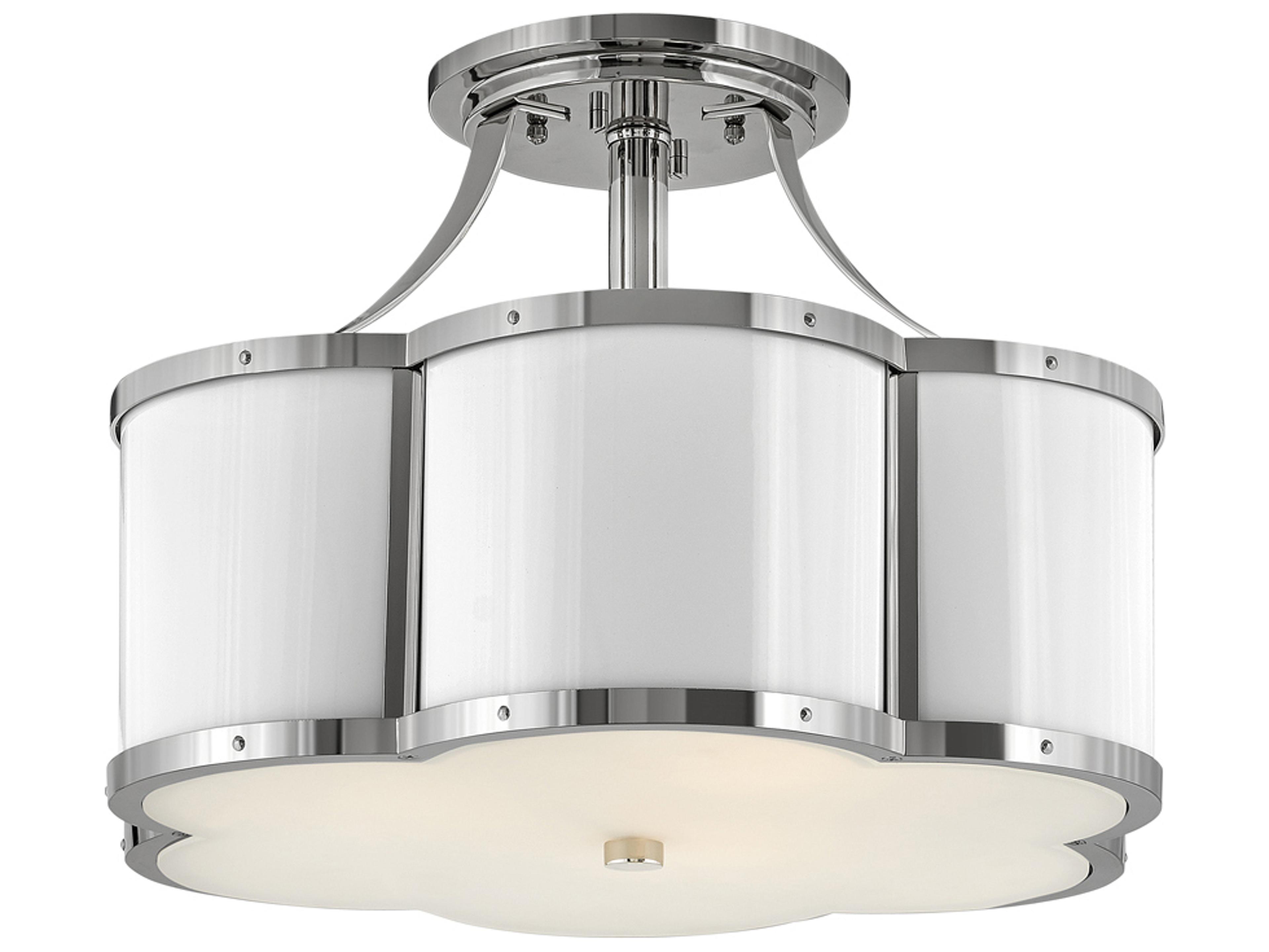 Hinkley Chance 3-Light Polished Nickel Glass Geometric Semi Flush Mount